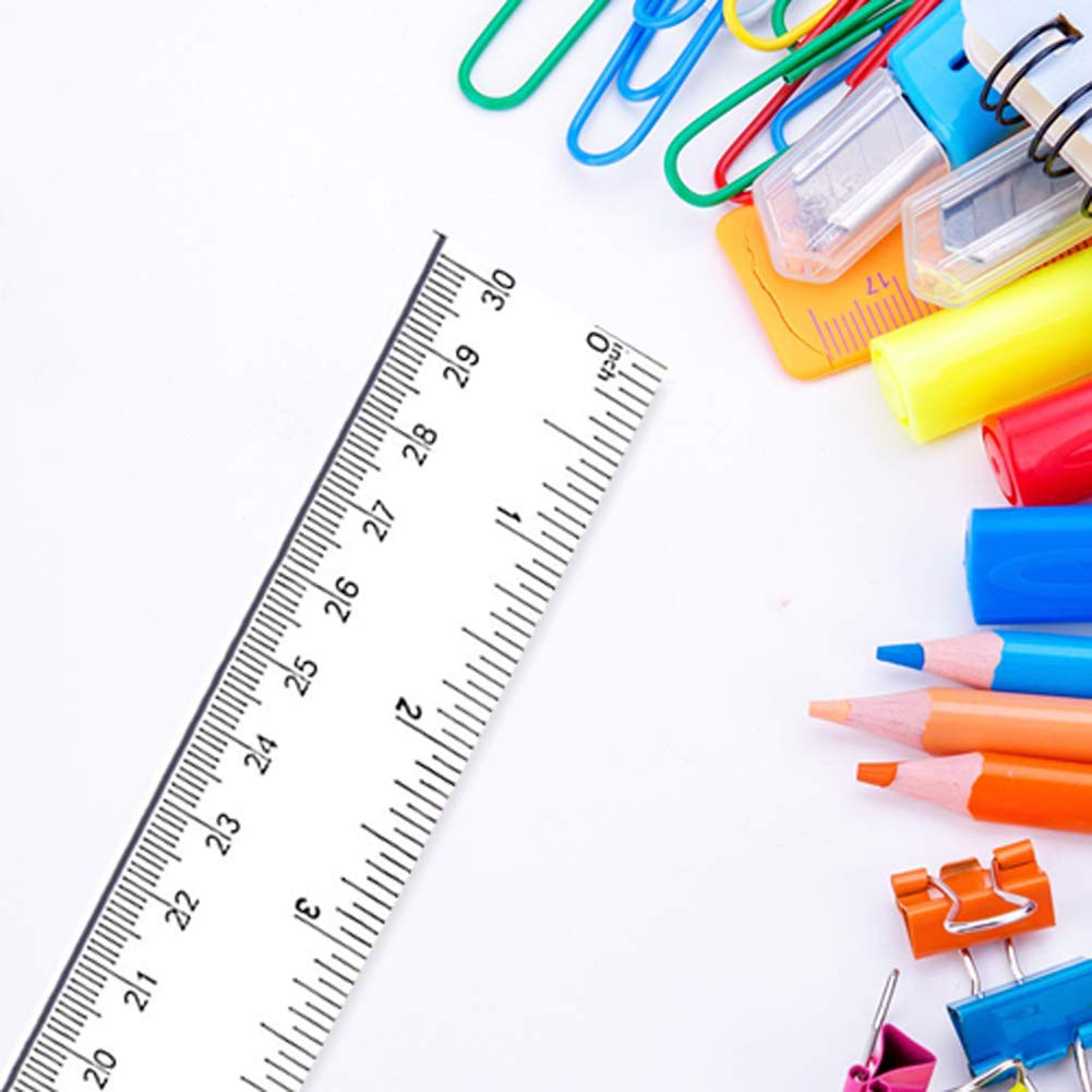 4-Pack Clear Plastic Rulers - 12 Inch/30cm Dual Scale Metric Rulers For School, Office, Crafts