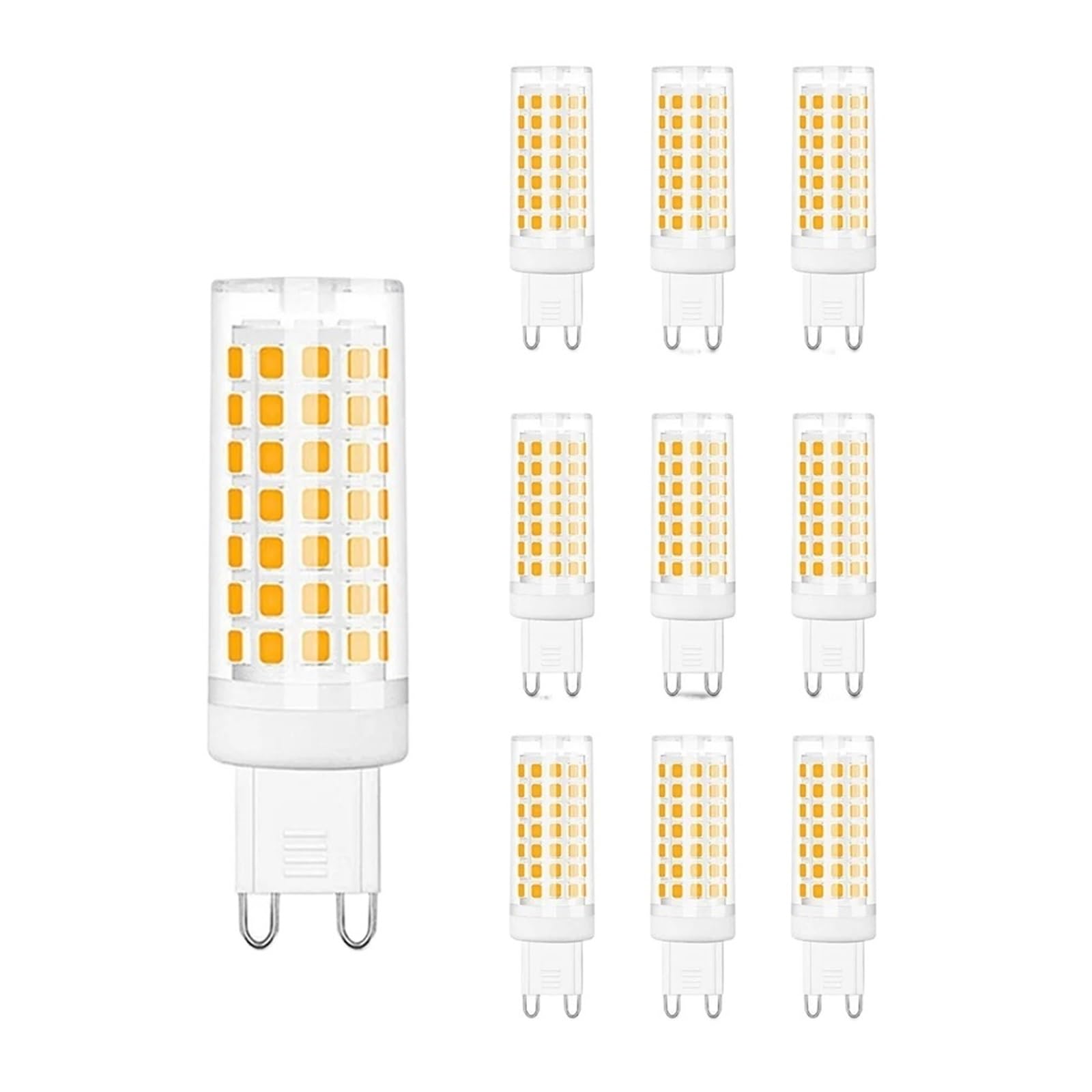 10 Uds. Bombilla LED de maíz G9 superbrillante 110V 220V 6W 690lm cerámica sin luz LED Filcker(Cold White,No,220V-240V)