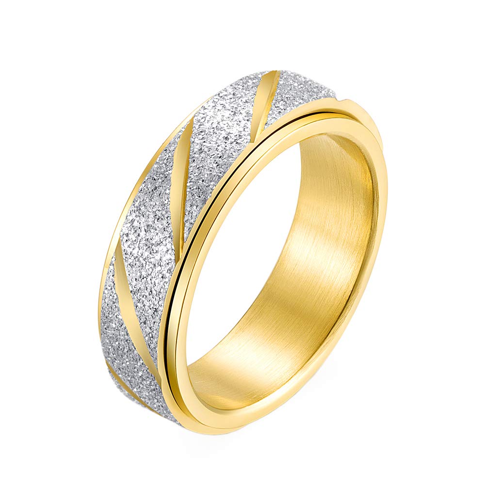 PAURO Women's Men's 2mm/4mm/6mm/8mm Sandblast Finish Lucky Worry Ring Band