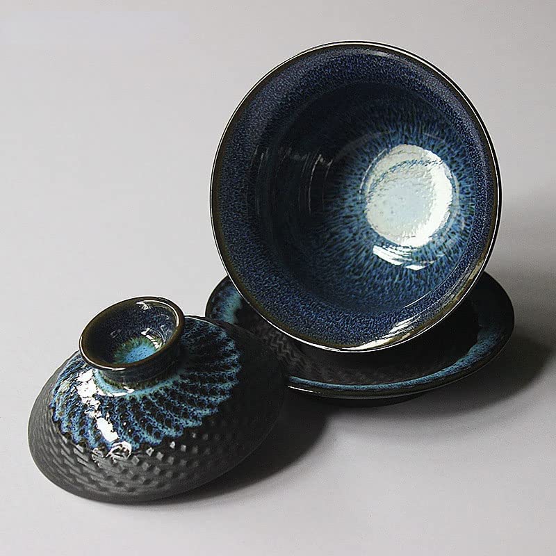 Forno smaltato ceramica Gaiwan, tazza da tè in porcellana Kungfu, tazza da tè retrò cinese, Sancai Gaiwan con piattino con coperchio