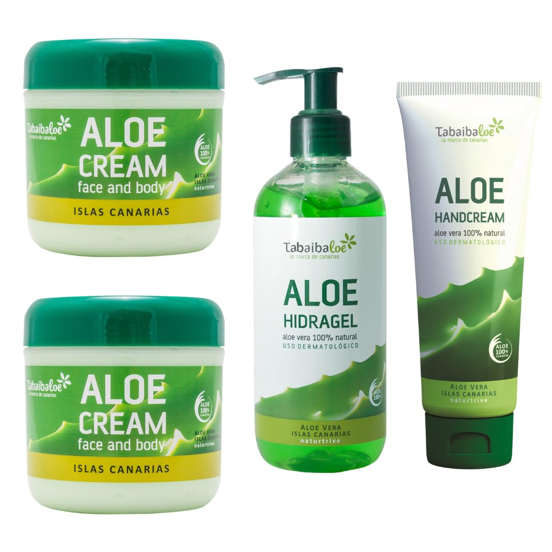 Aloe Vera Essentials Bundle - 2x300ml Face & Body Cream , 100ml Hand Cream, 300ml Hydragel Moisturising Gel - Complete Skincare Set