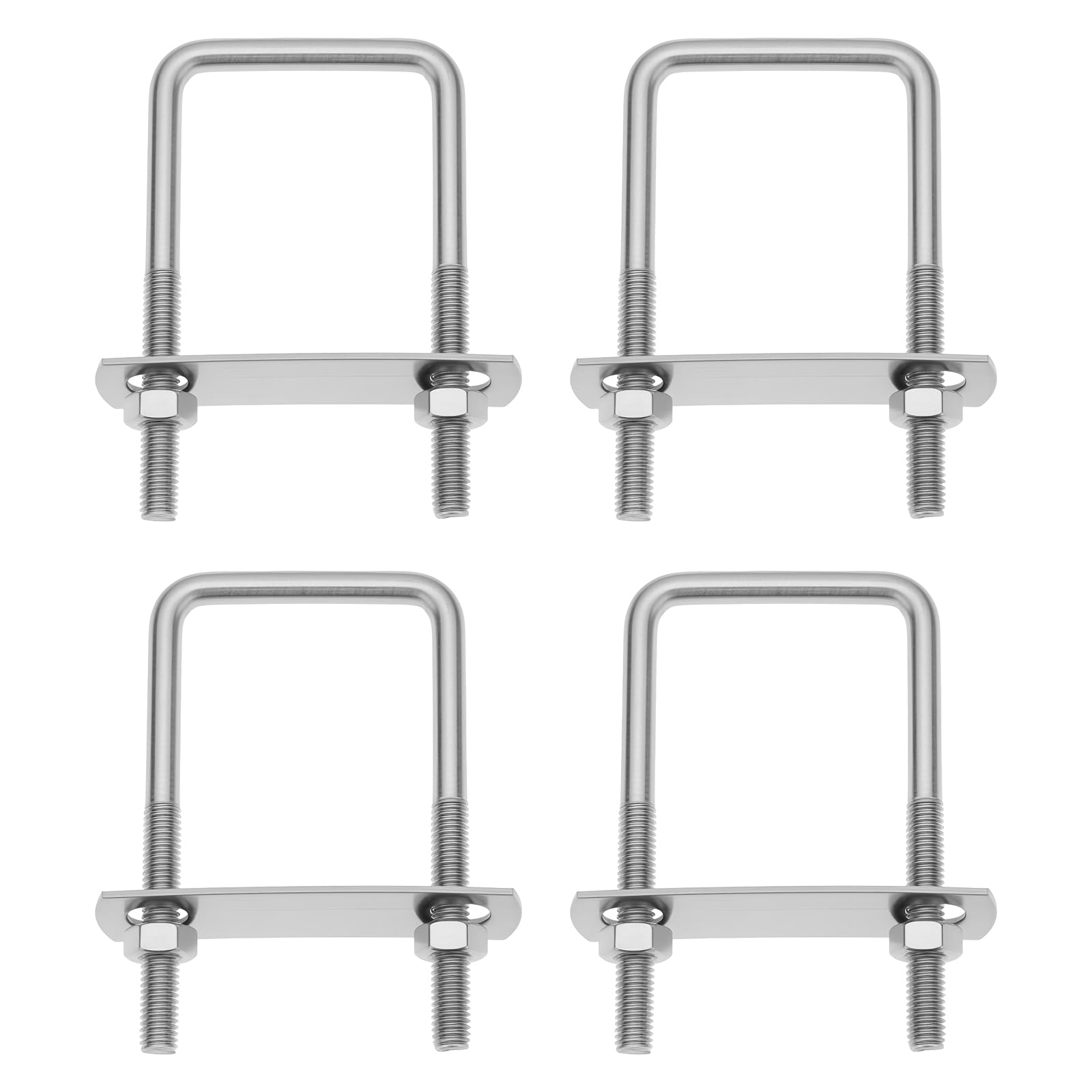 Briny River 4Pcs M8x50x100mm U-Bolt U-Screw Inner 304 Stainless Steel For Ships Pipelines Trailers