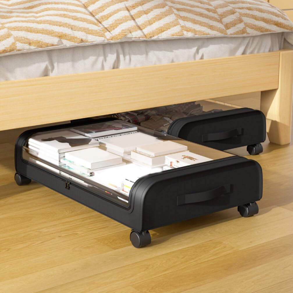 Contenitore Sottoletto Con Ruote Organizer Per Abbigliamento e Giocattoli Scatola Di Stoccaggio Trasparente Capienza Elevata Design Pratico e Sicuro Per Camera Da Letto
