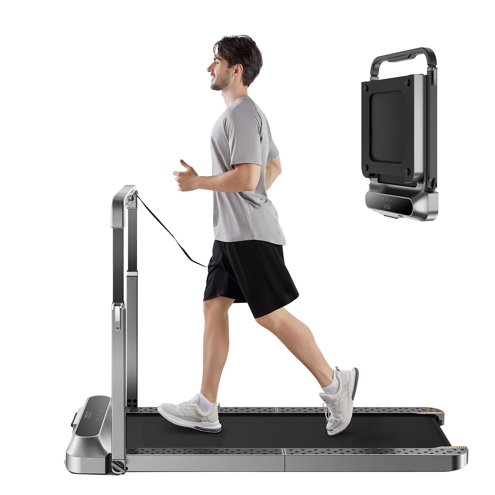 WALKINGPAD Folding Treadmill, 2 in 1 Walking Pad with Handle Bar | Quiet Brushless Motor, Adjustable Handrails, Compact Storage for Under Desk Walking, Light Cardio, Home Office Use