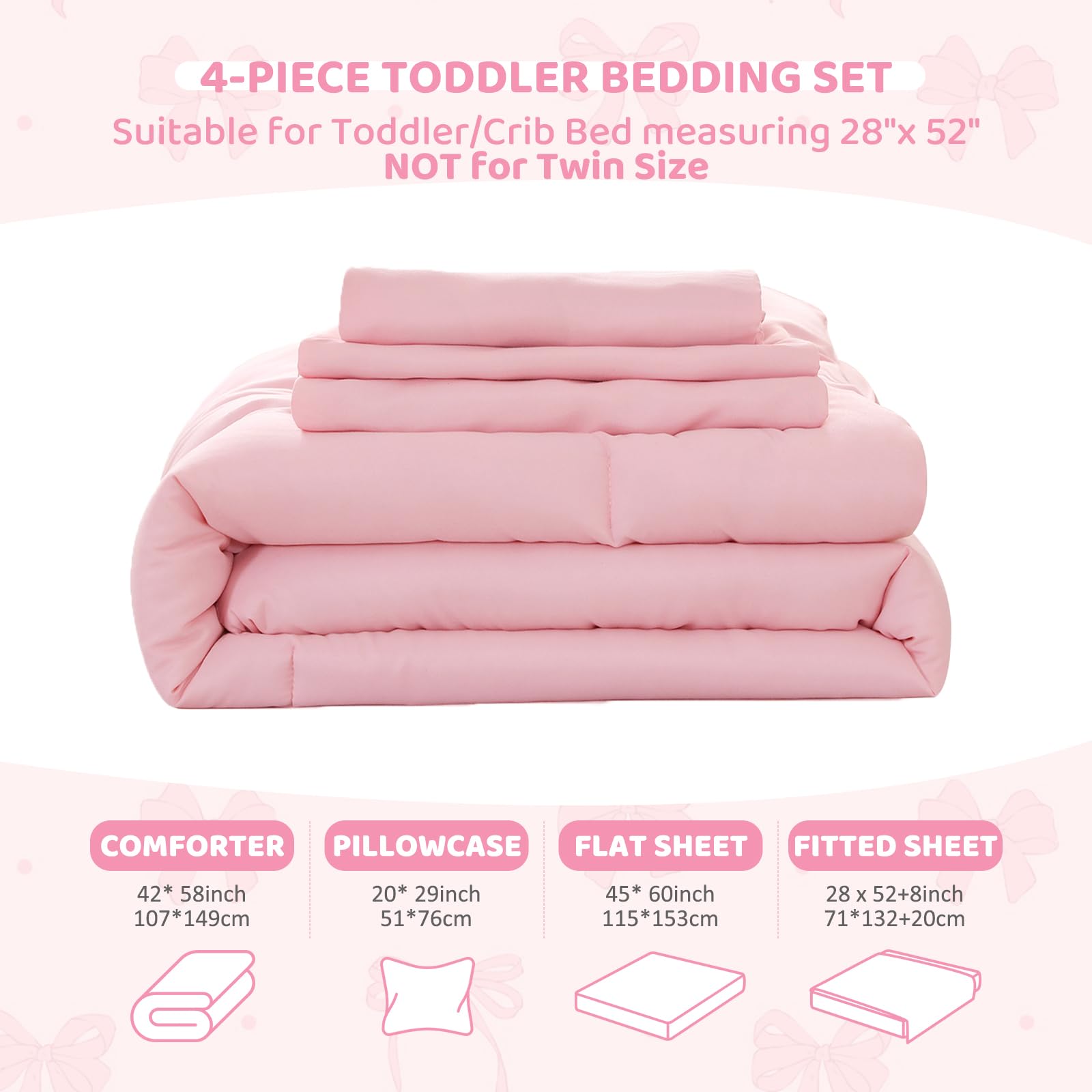 Juego de ropa de cama rosa claro, ropa de cama de 4 piezas para niñas pequeñas, edredón bohemio con diseño de volantes, juego suave y transpirable con edredón, sábana bajera, sábana encimera