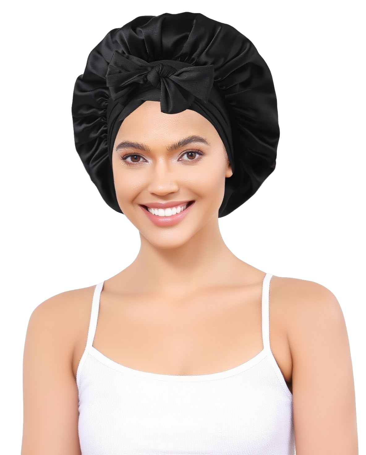 100% Silk Bonnet for Sleeping 19 Momme Pure Mulberry Silky Hair Wrap with Tie Band Stay On Head