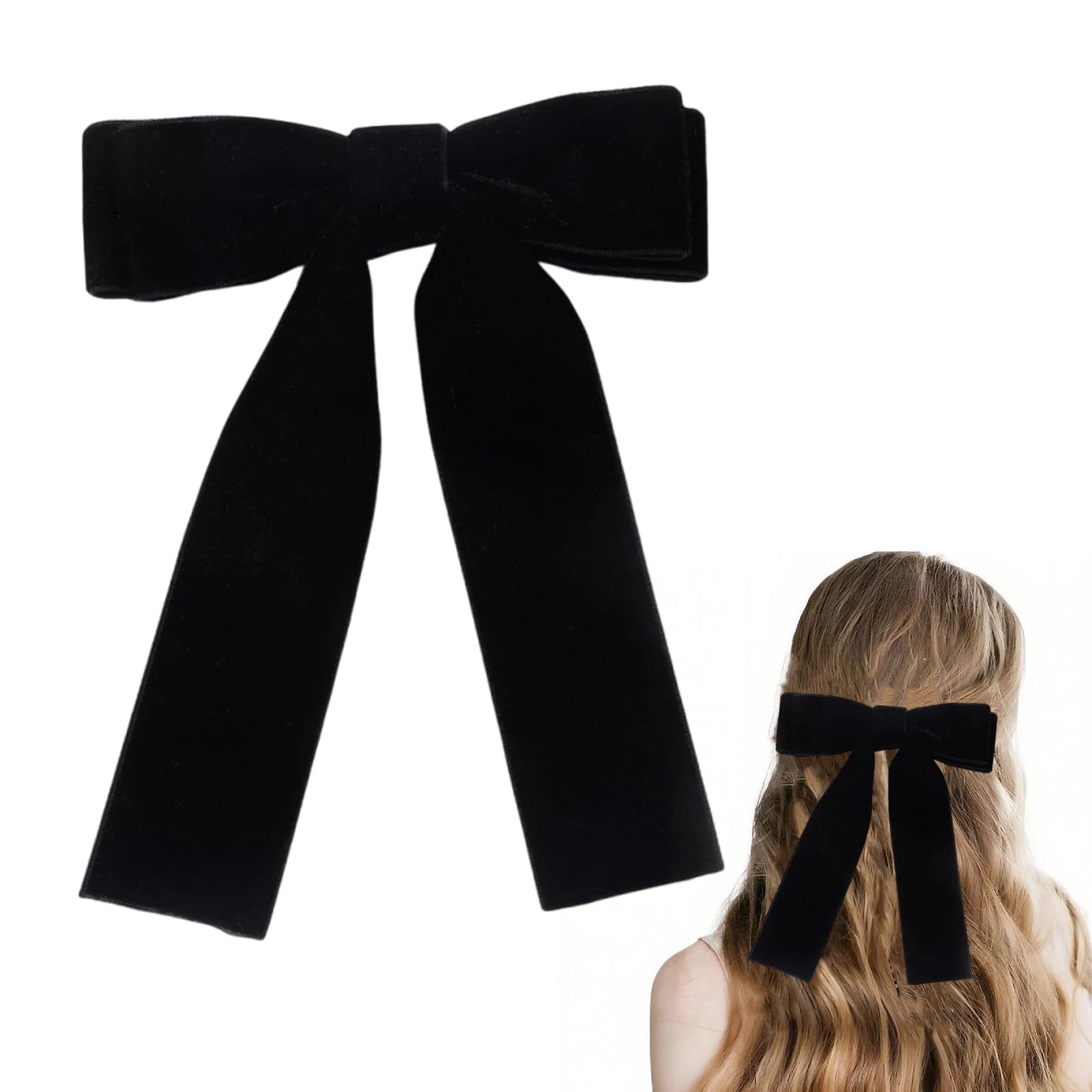Amazon.co.jp: Jravezt ベロア リボン ヘアクリップ 蝶結び 髪飾り 黒