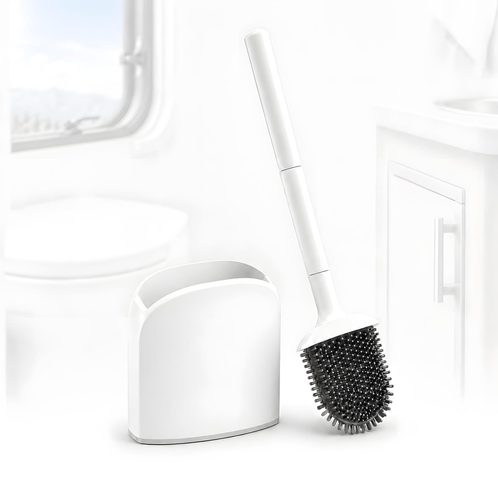 Photo 1 of YENLNI RV Toilet Brush and Holder Set - White