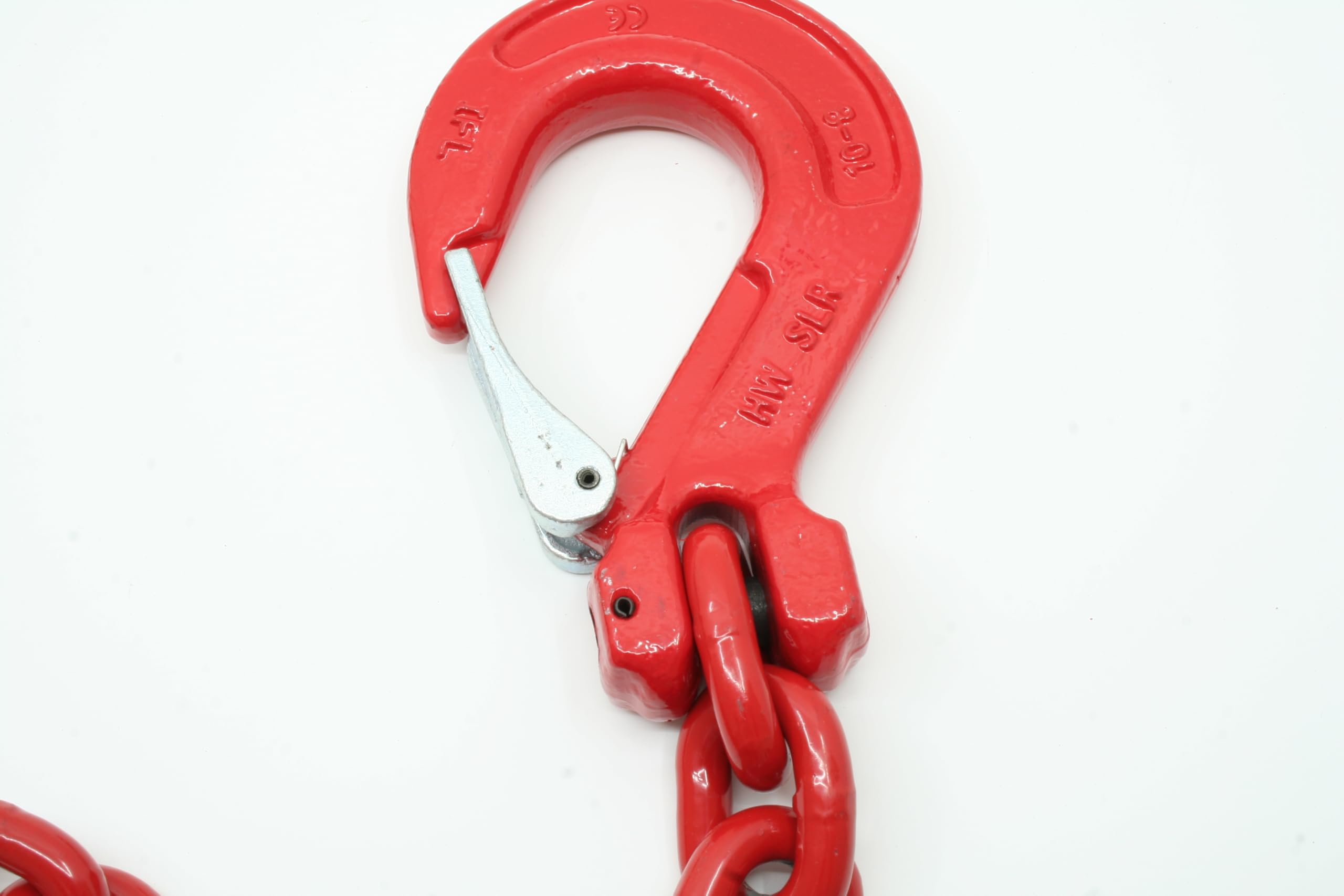 Joma-Tech | Forstkette vierkant | Gliedstärke: 10 mm | Länge: 3 m | Aufhängeglied und Schlupfhaken mit Falle | Rückekette für Forstarbeiten & Holzrückung | Rot