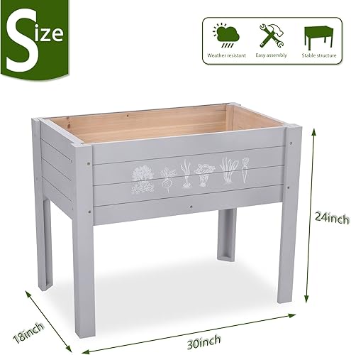 Miniatura 9 de Chonsun Cama de jardín elevada, 98 x 24 x 11 pulgadas, cama de jardín elevada de madera para exteriores, maceta elevada para verduras, césped, patio