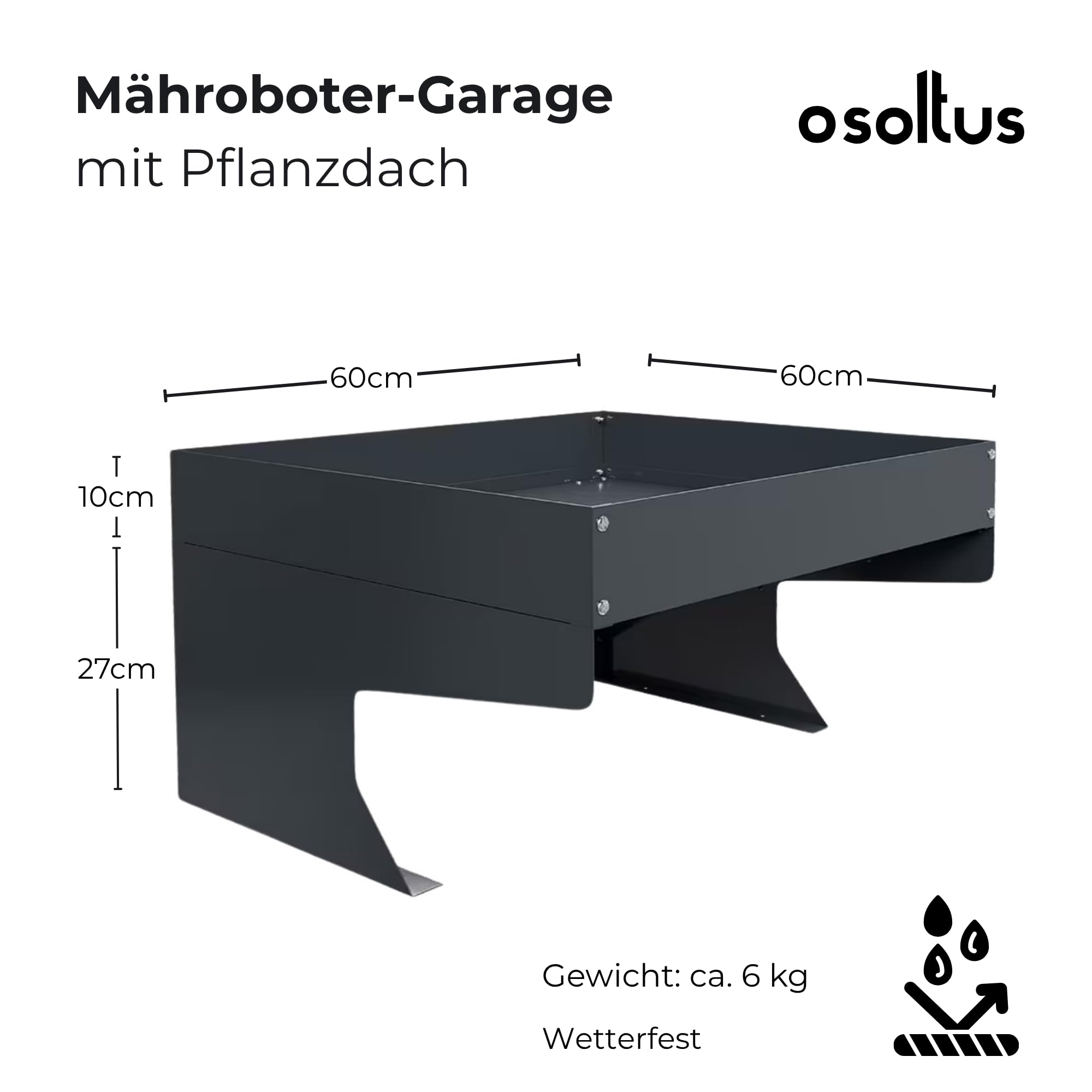 Mähroboter-Garage mit Pflanzdach Anthrazit 60 x 70 x 37 cm (L x B x H) Anthrazit