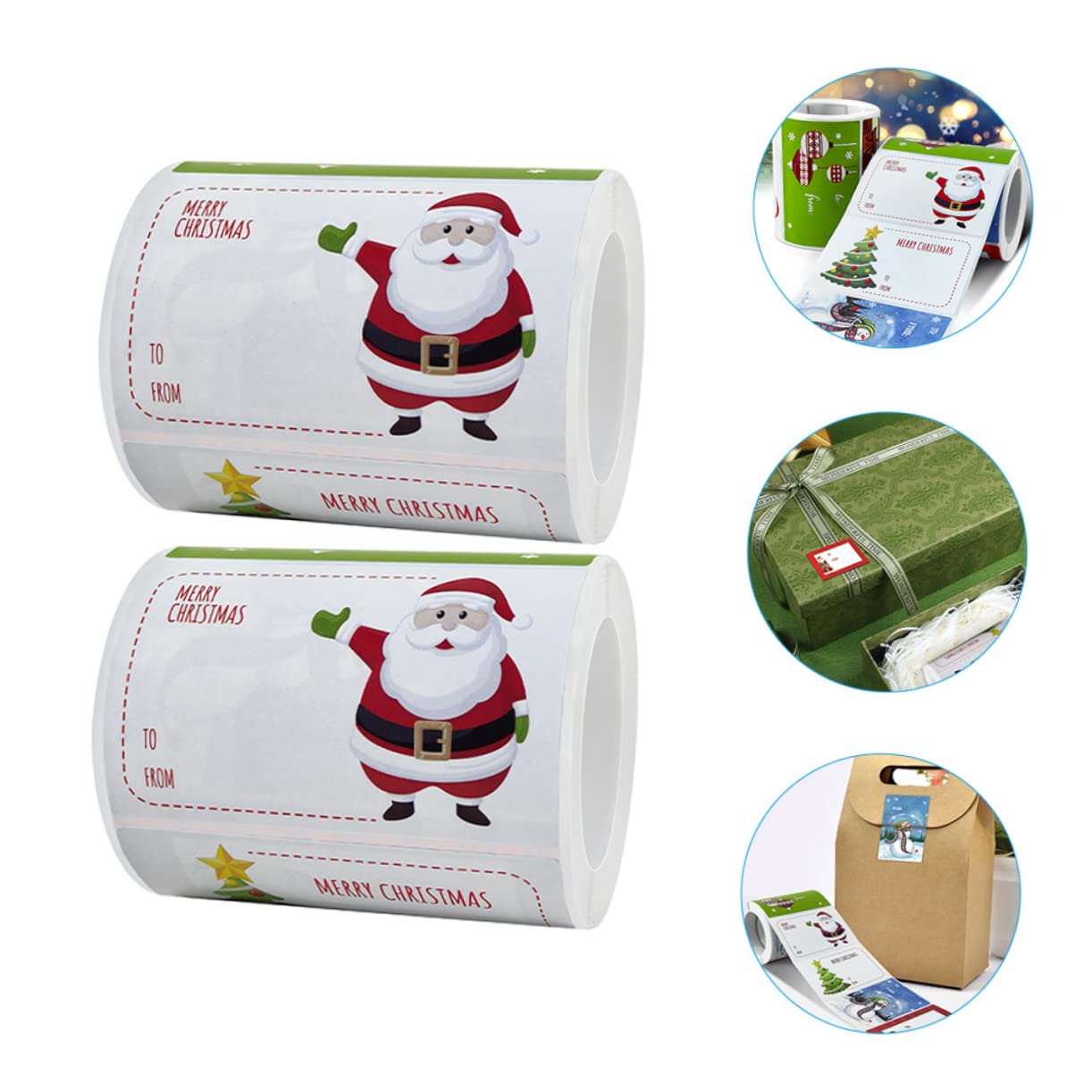 VILLCASE 8rotoli Adesivi Natalizi Rettangolari Per Scatole Stickers Decorativi Per Etichette Autoadesive Per e Confezioni Colori Accattivante