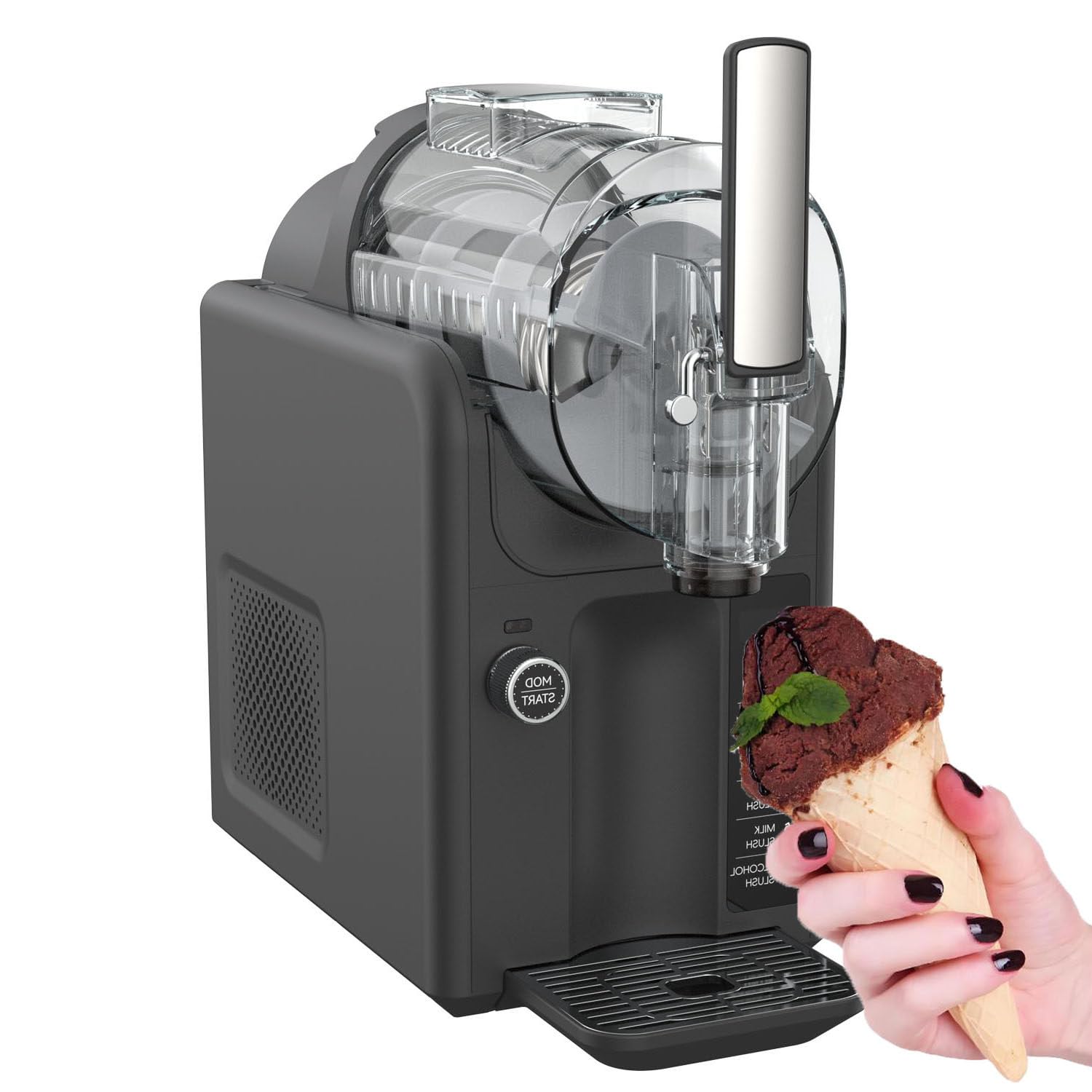 ToayNia No Ice Needed Slushie Machine,2L Self-Chilling Soft Ice Cream Maker, Auto Clean, 5-IN-1 Frozens Drink, for Smoothies, Milkshakes, Cocktails, Margarita, and Ice Cream Black