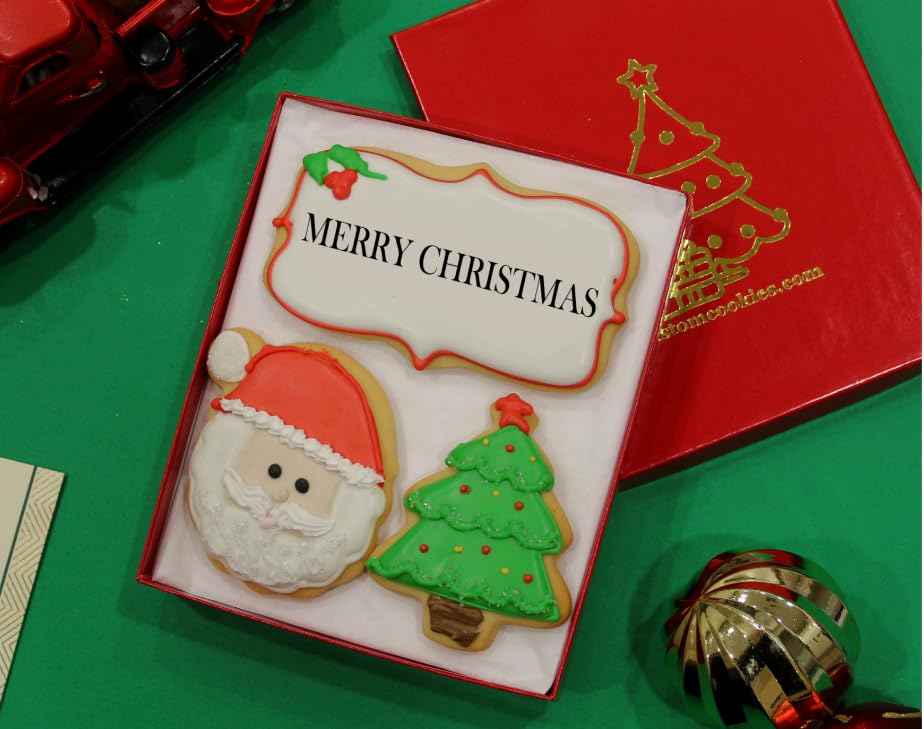 Miniatura 2 de Galletas de Navidad, galletas de azúcar de vainilla decoradas a mano, cesta de regalo de Navidad, caja de regalo de comida gourmet navideña, regalos