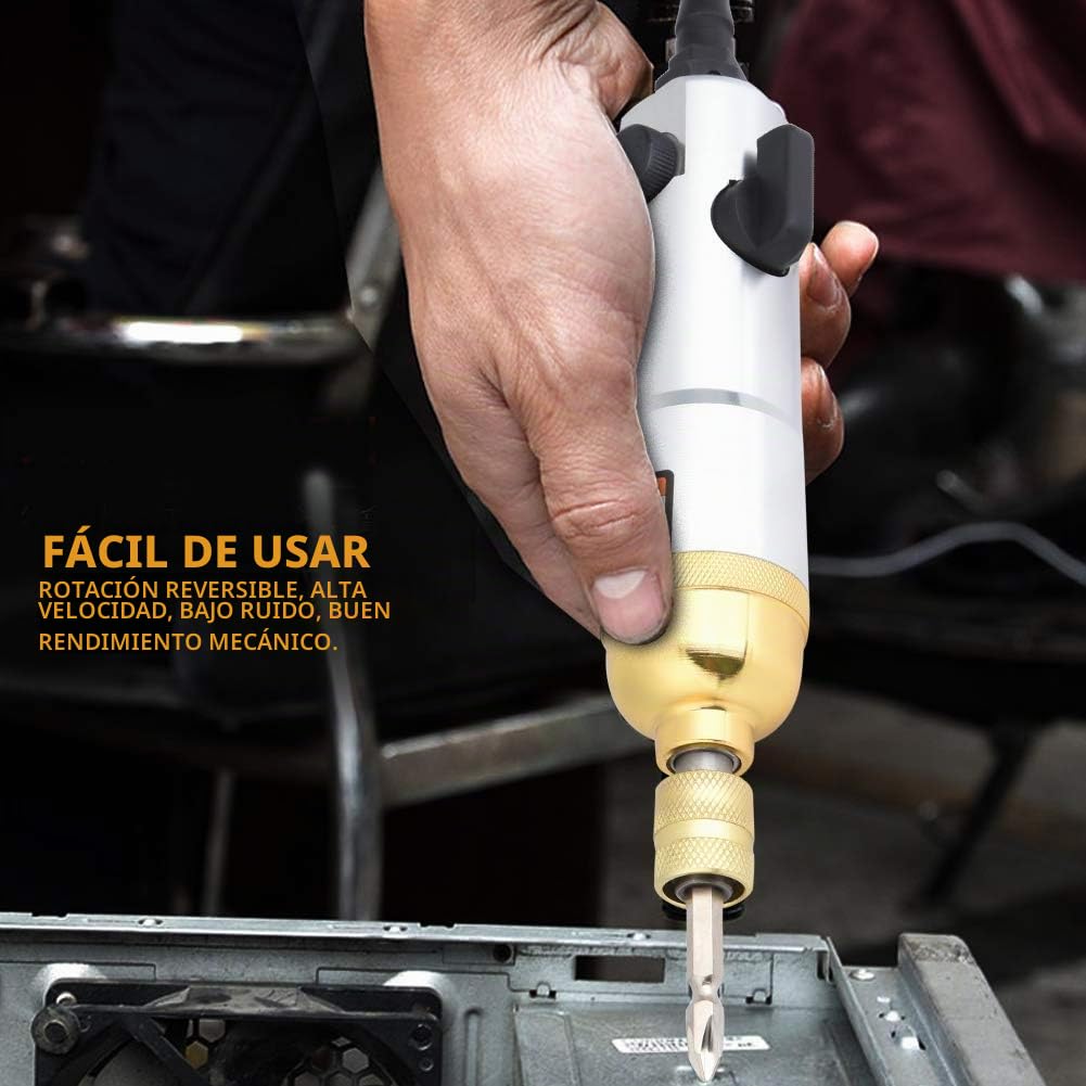 Akozon Destornillador neumático, 1/4 "Mano Recta Manual 9000 rpm Tornillo Reversible Uso en Industria ligera（KP-8041 5H）