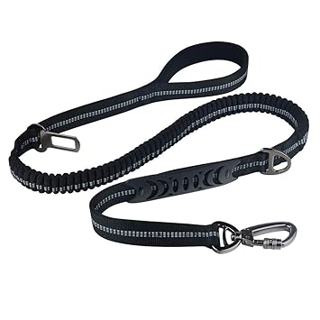 TigaKafee Adjustable Dog Leash, 1 Packs Reflective Dog Car Seatbelts, Pet Retractable Seat Belt for Vehicle Nylon Pet Safety Seat Belts Heavy Duty & Elastic & Durable Car Harness for Dogs (dark blac