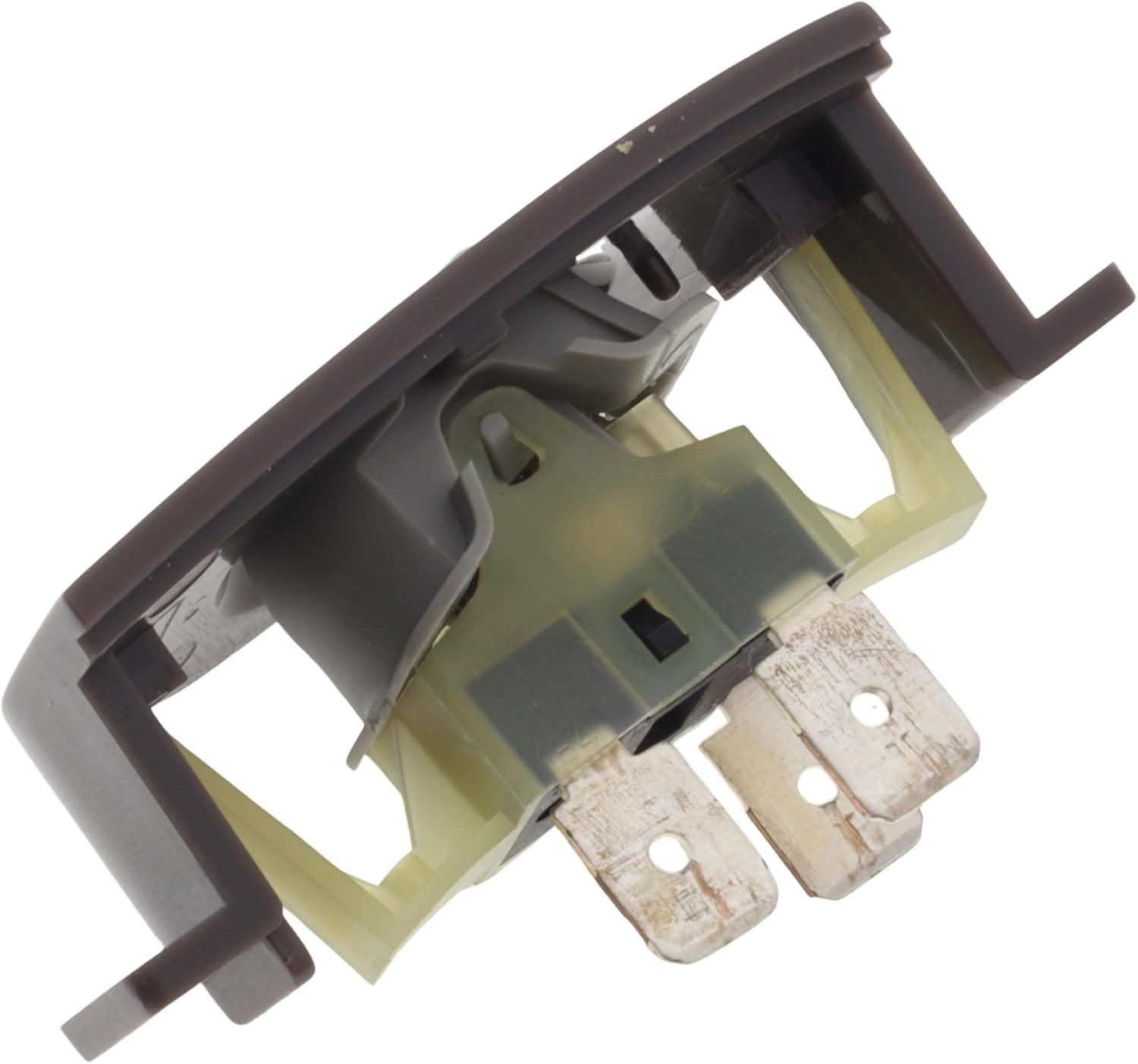 Envés view del interruptor de encendido de la plancha de vapor Rowenta Easy Steam, que muestra los terminales eléctricos y los clips de montaje.