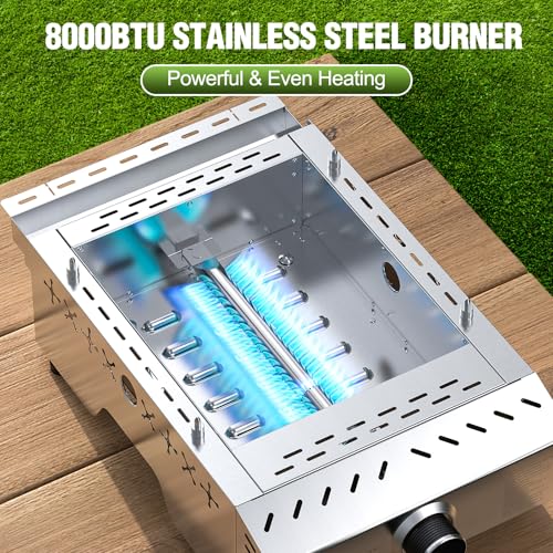 Image of COWSAR Portable Gas Grill 8000 BTU 304 Stainless Steel Propane BBQ Griddle