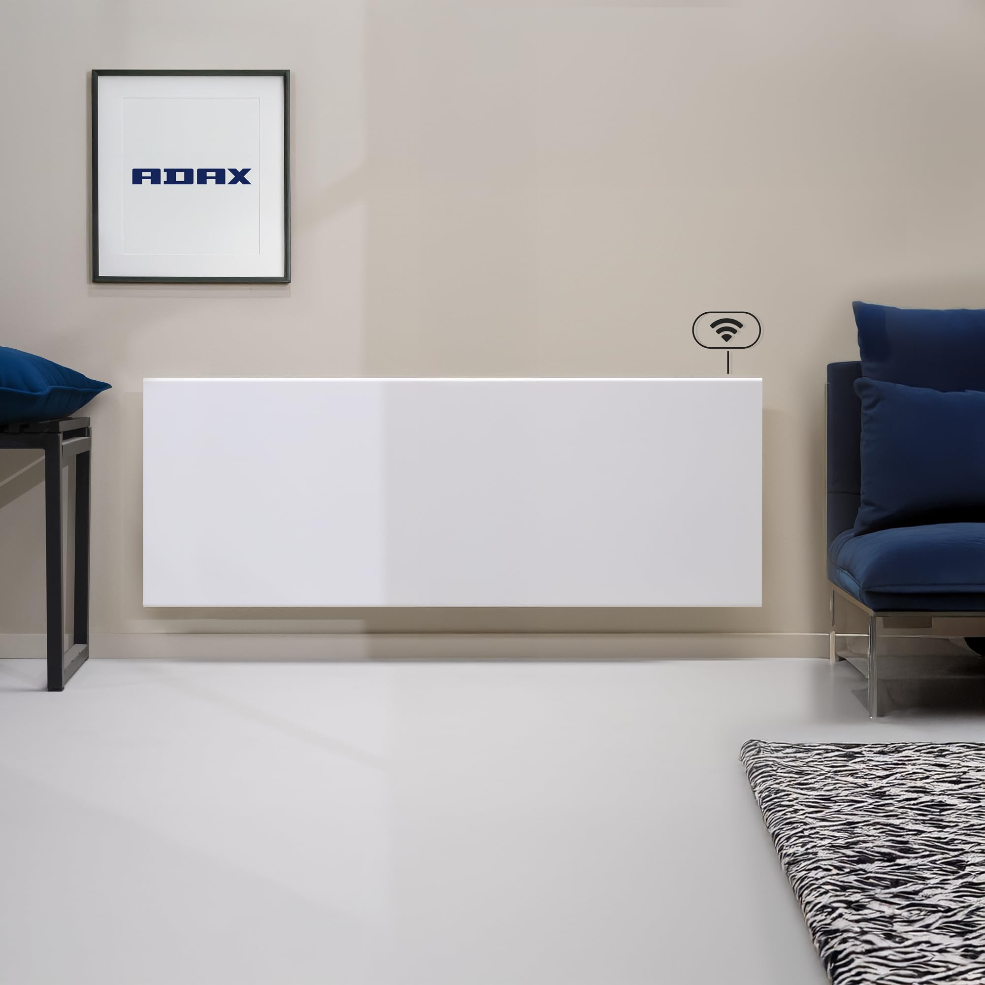 Adax Neo Compact – inteligentny grzejnik elektryczny Wifi – 2400 W, biały, ogrzewanie elektryczne do montażu na ścianie, konwektor ścienny, 420 mm, sterowanie smartfonem, termostat z wyświetlaczem LCD