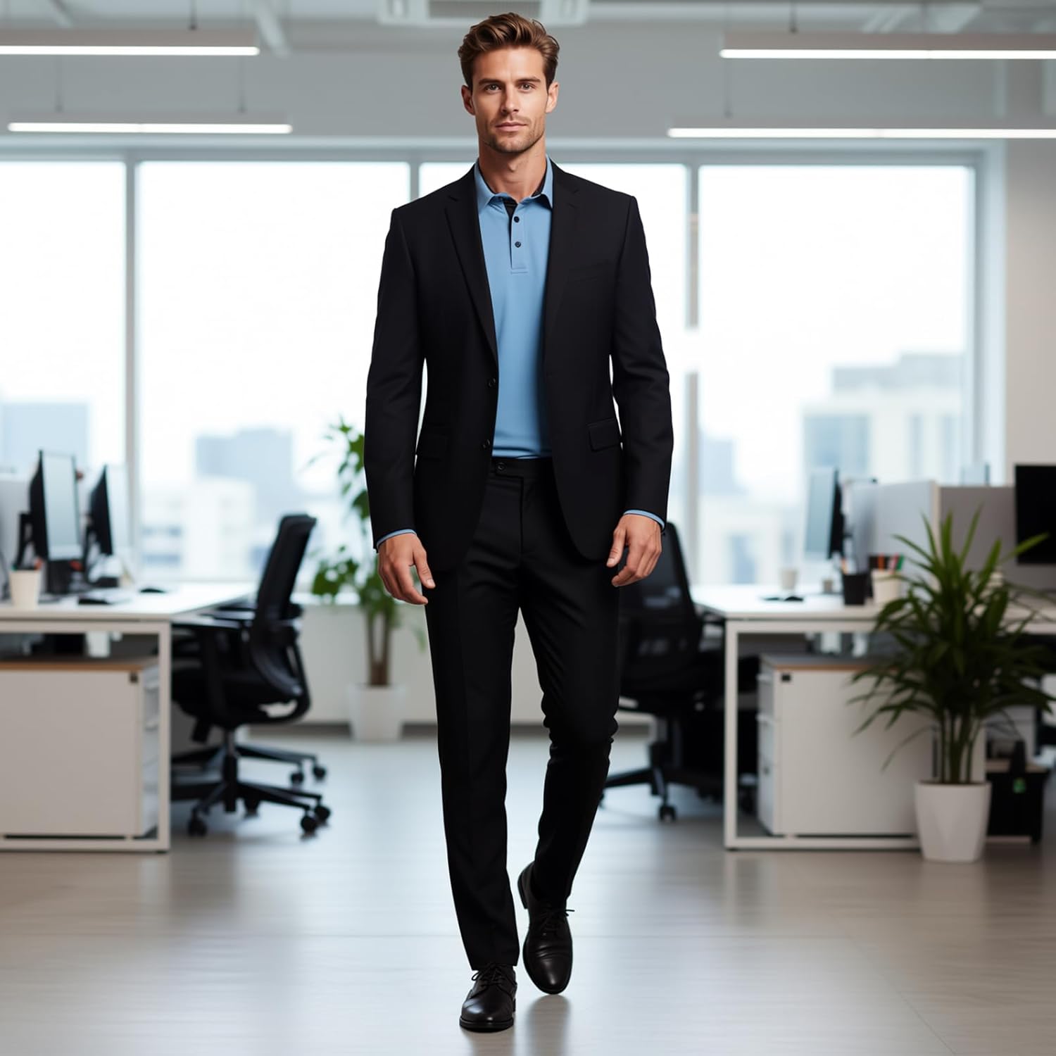 Men's Pocket Long Sleeve Polo Shirts, Casual Business Regular Fit Contrast Collar Golf Polo Shirts - Image 6