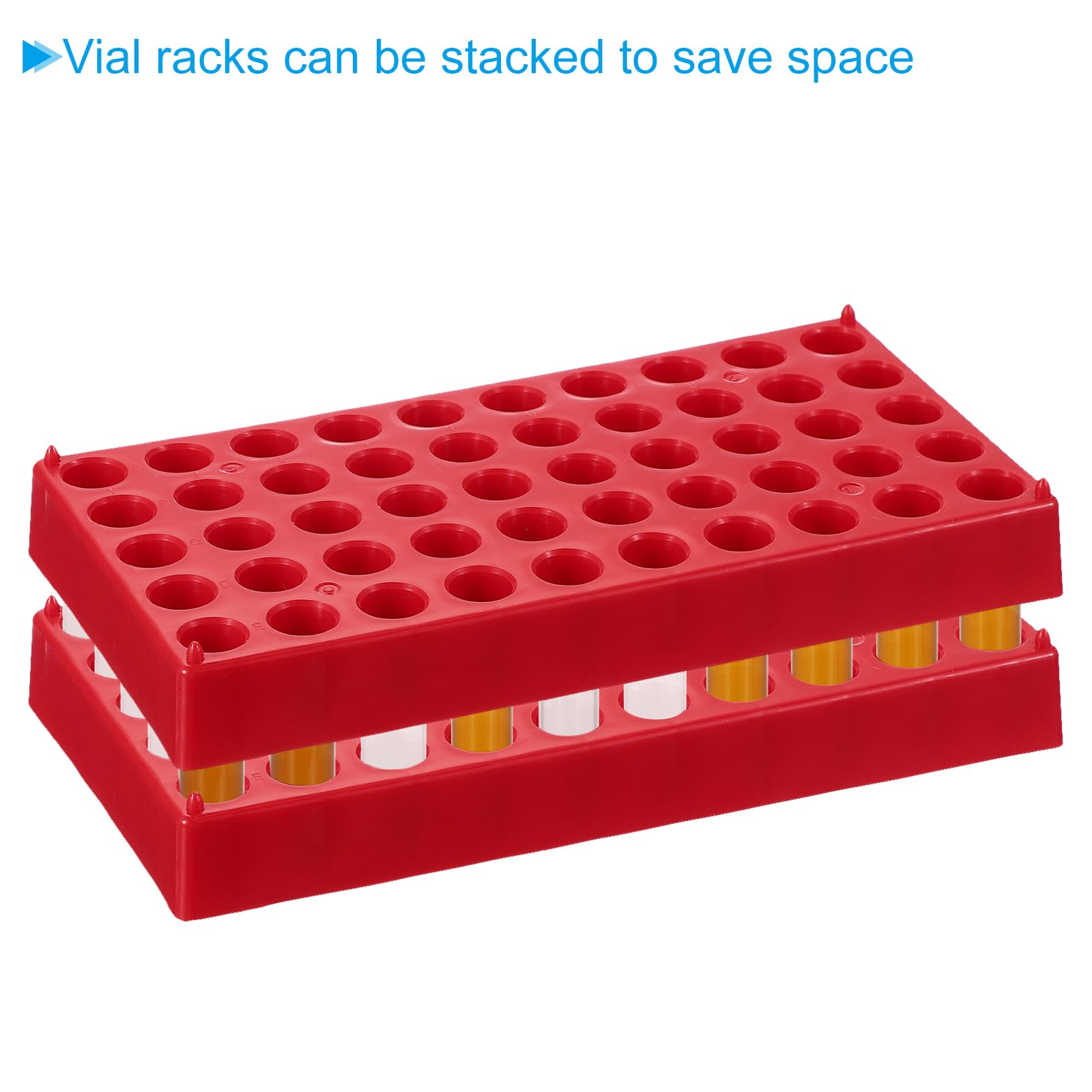 PATIKIL Soporte para Viales de 2ml para Autosamplers, 3 Bandejas Apilables de 50 Pocillos, Rojo