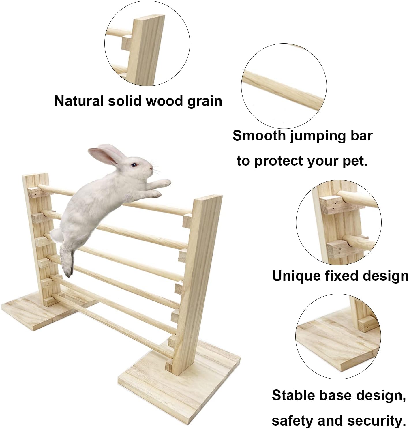 Buy Rabbit Jump Bar Natural Wood Activity Toys Set Adjustable Height