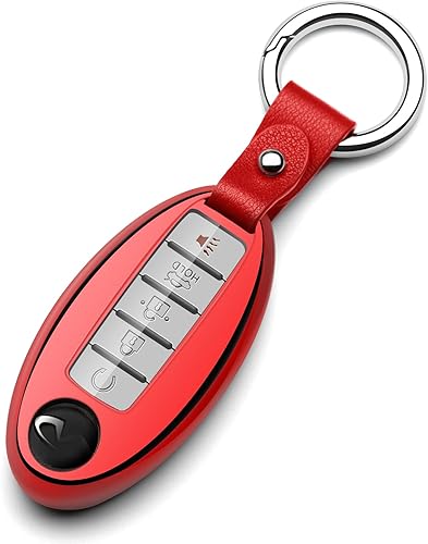 Miniatura 1 de ZSPDACC Compatible con funda para llavero Nissan, Altima Maxima, Rogue Armada Pathfinder, compatible con Infiniti, funda protectora de TPU roja,