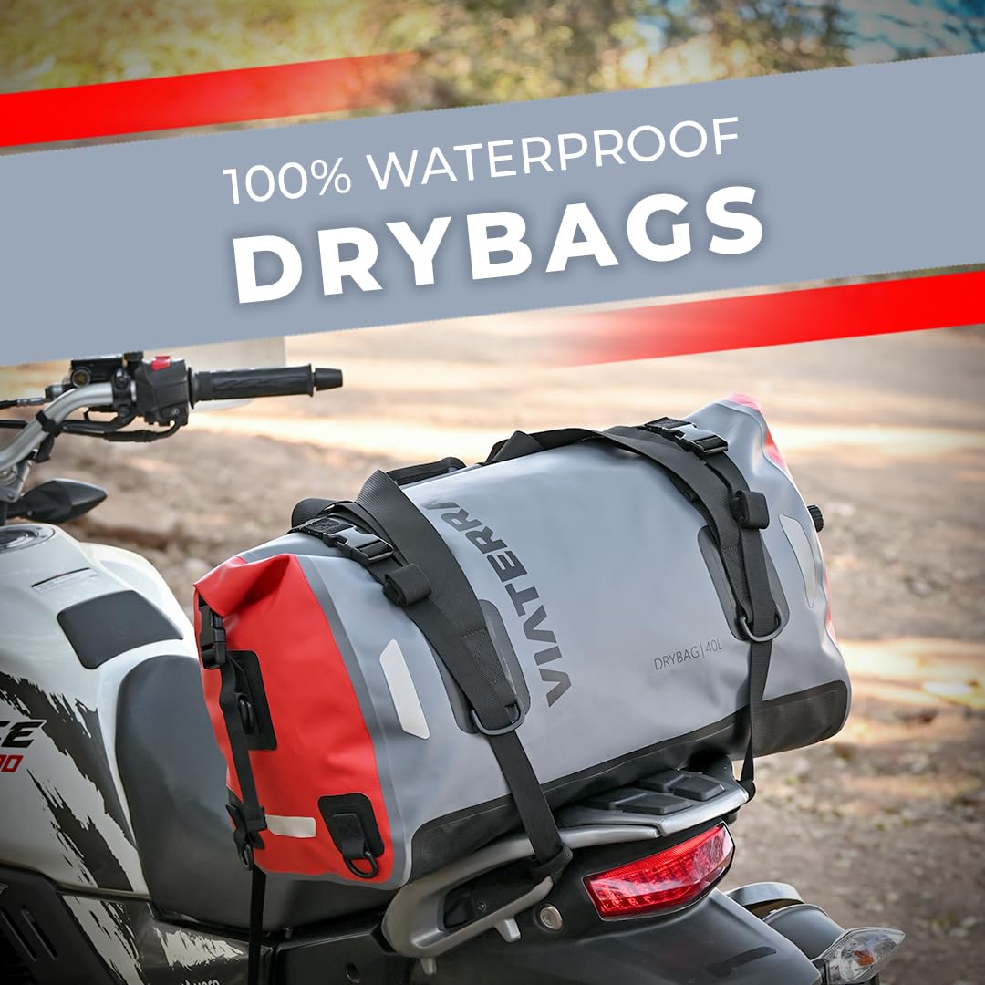 ViaTerra Nylon, PVC Drybag 55L Motorcycle Tailbag - 100% Waterproof Dry Bag I Universal Luggage & Works On All Motorbikes I No Modifications Or Saddle Stay/Rack Needed I Suitable As Travel Accessories - Image 9 thumbnail