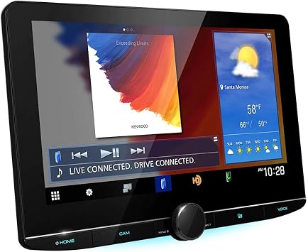 KENWOOD eXcelon Reference DMX1057XR 10.1" Digital Multimedia Bluetooth Car Stereo with USB, 10.1" Floating Touchscreen HD Display, AM/FM HD Radio, Double DIN, Apple CarPlay or Android Auto, SiriusXM