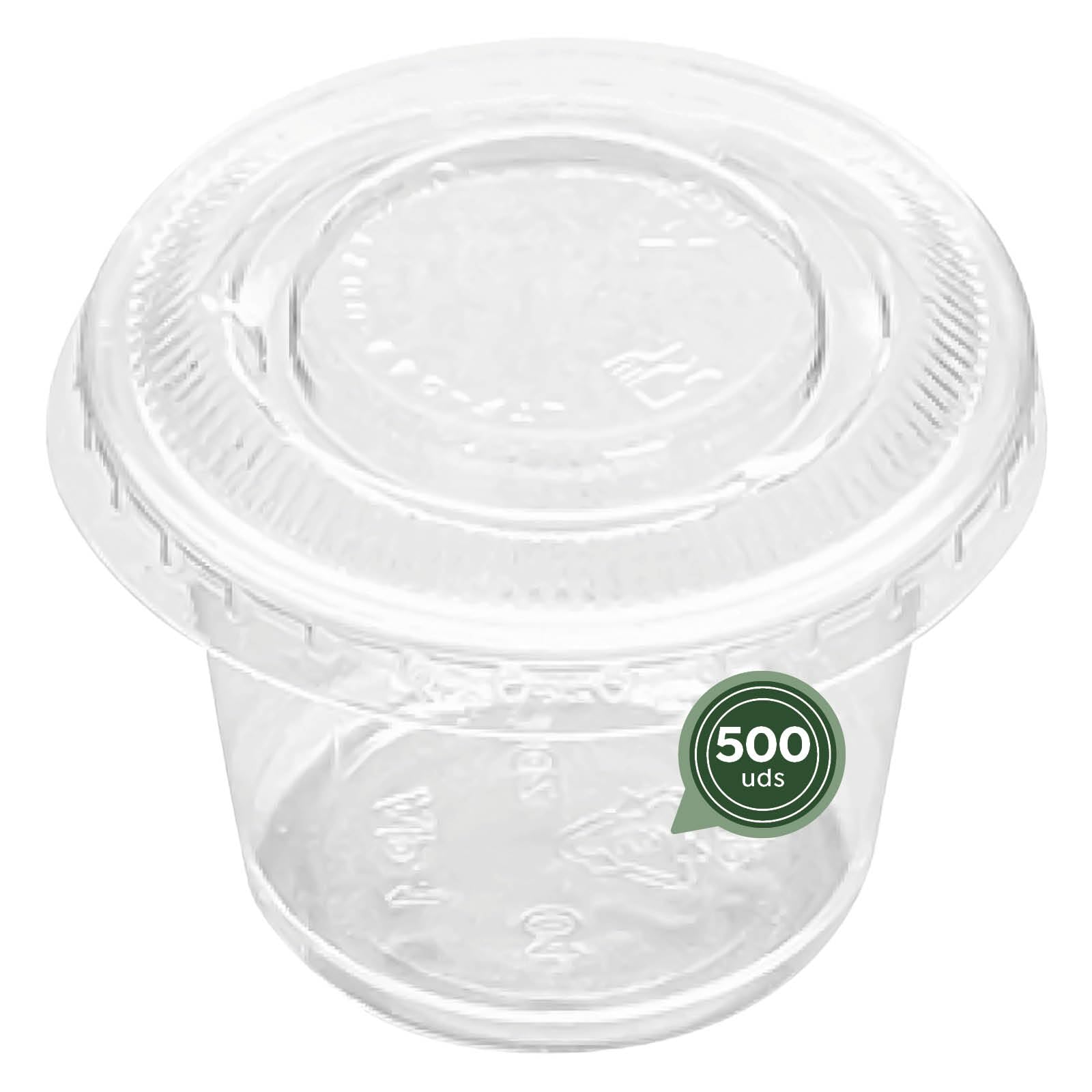 MAXI PRODUCTS - Barattoli in plastica riutilizzabili con coperchio, contenitori trasparenti in plastica riutilizzabili per salse, contenitori con coperchio, extra resistenti (30 cc, 1000 pezzi)