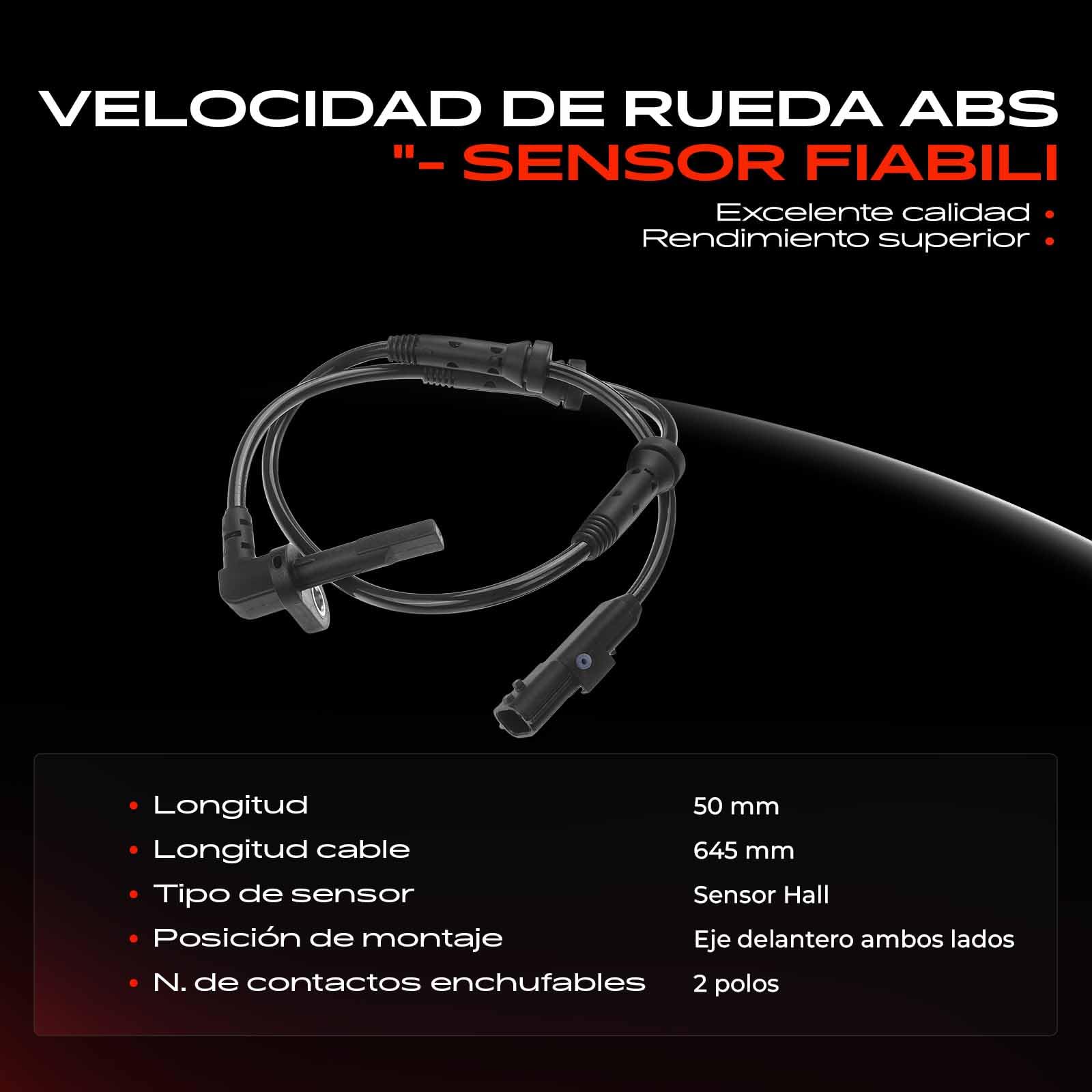 Frankberg Sensor de velocidad de ruedas Sensor ABS 2 Polos Compatible con S.a.n.d.e.r.o II Logan MCV II Dokker MPV KE LodG.Y JS Logan II Replace# V46-72-0165