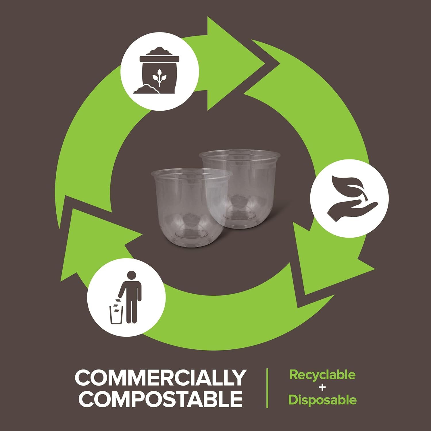 Stock Your Home 12 oz Clear Commercially Compostable Cups (100 Pack), Eco Party Cup, Recyclable Disposable Sustainable Cups for Water, Beer and More, Stemless Design - Image 5