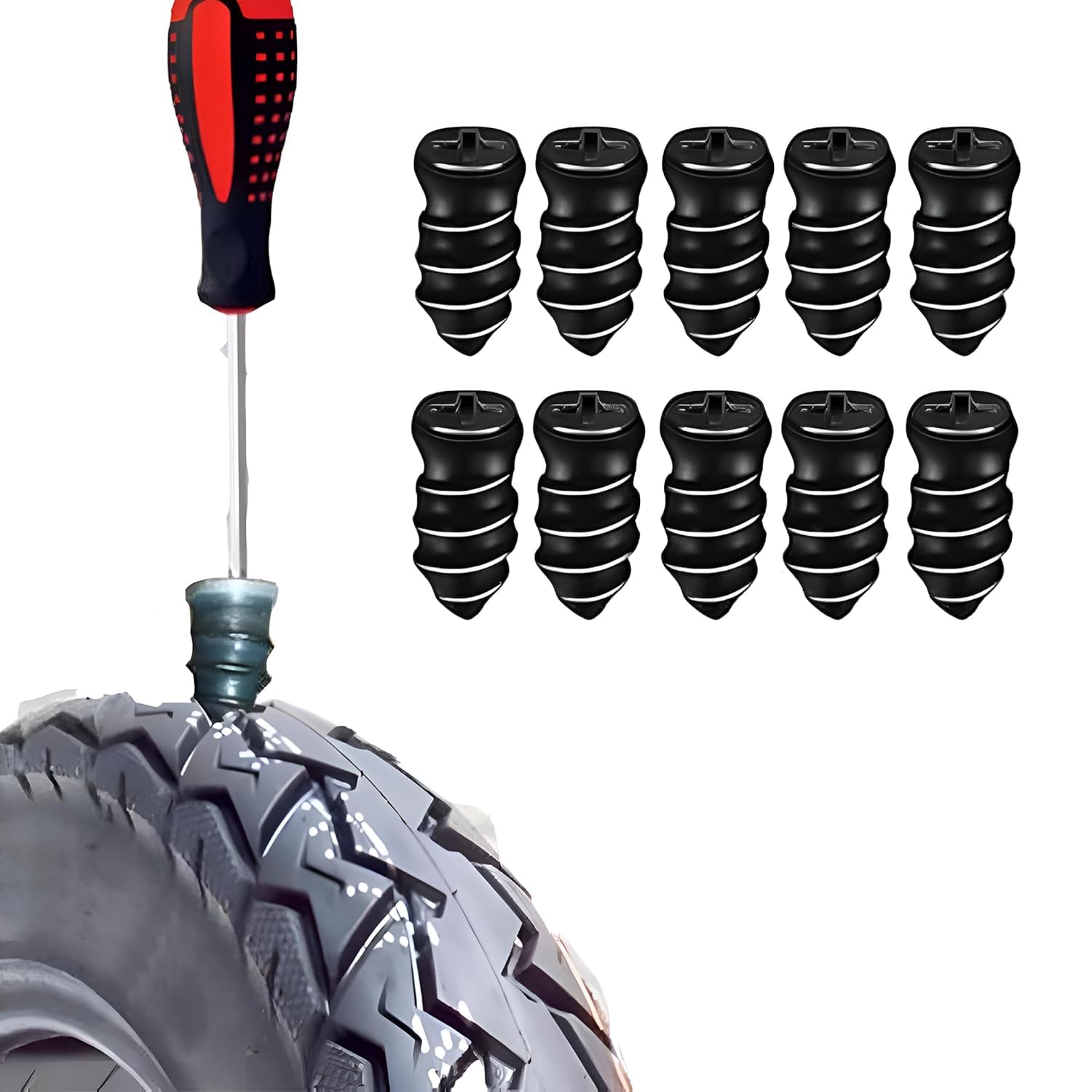 10 PCS Tire Puncture Repair Screw, Car Tyre Repair Nails Tire Repair Rubber Screws Fast Tire Repair Tool Quick Puncture Repair Tools, Truck Tire Puncture Repair (Pack of 10)-image-18