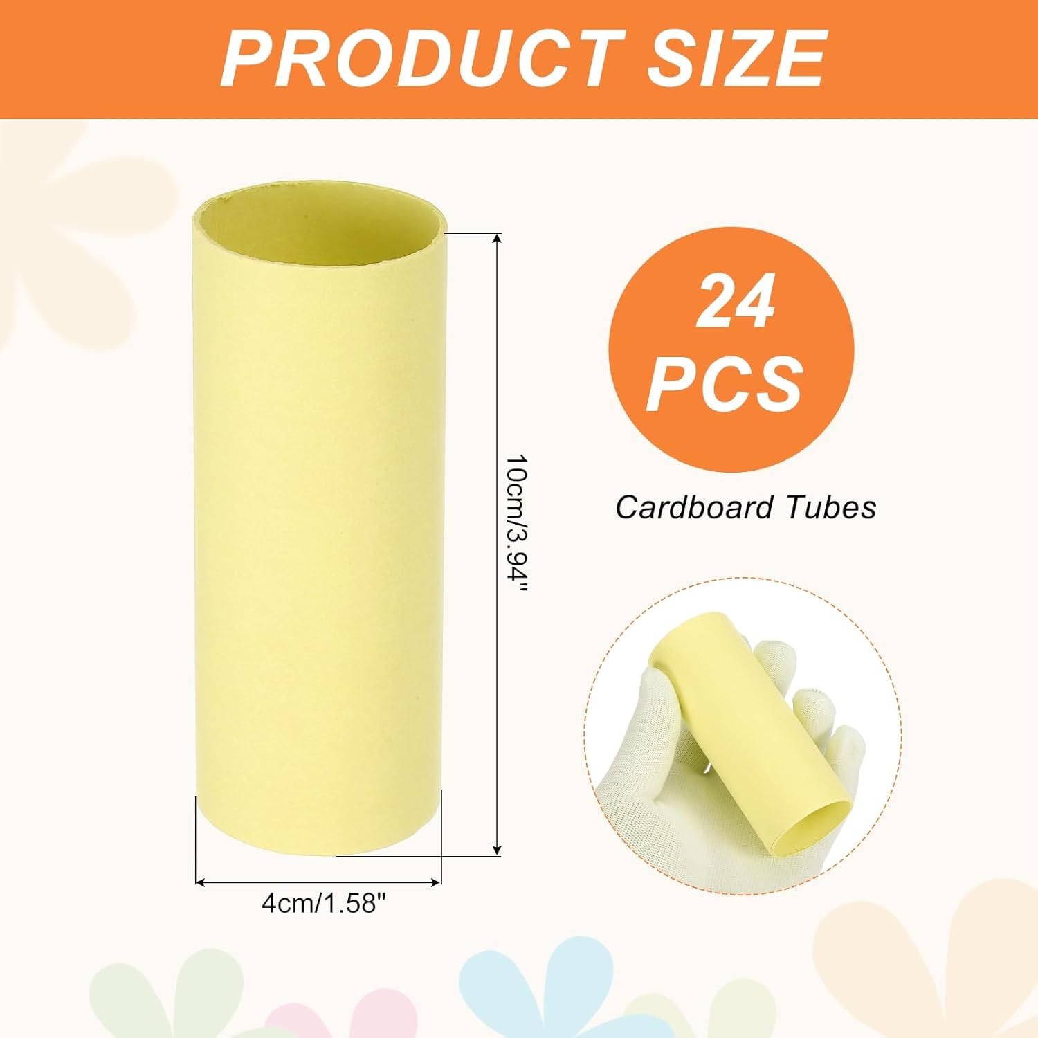 MECCANIXITY 24 Pack Cardboard Tubes for Crafts, Toilet Paper Rolls Corrugated Cardboard Roll for Painting, Drawing, Art Supplies, DIY Projects, 3.94x1.58 Inches,Light Yellow