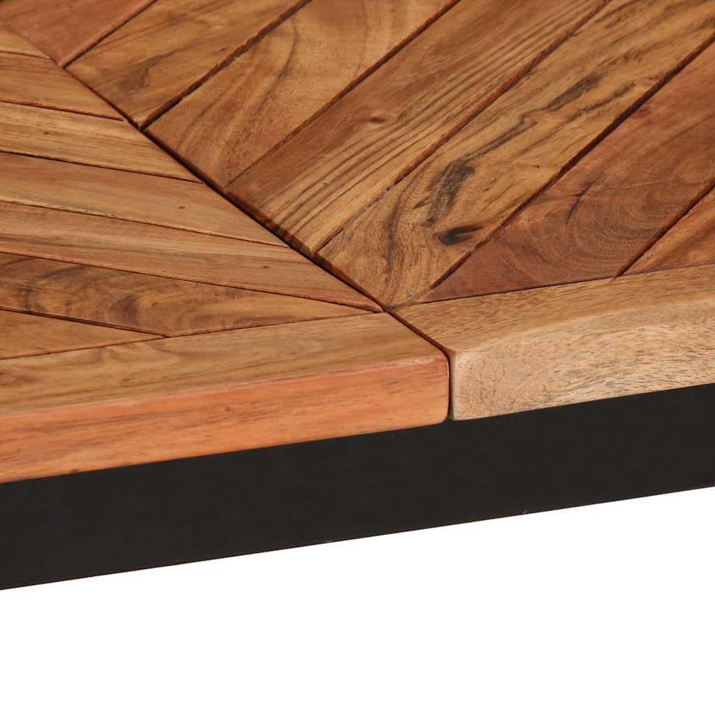 Esstisch Massivholz Akazie 200x100x75 cm mit pulverbeschichtetem Stahlgestell, Esszimmertisch ausziehbar und stabil für Küche Wohnzimmer Essbereich