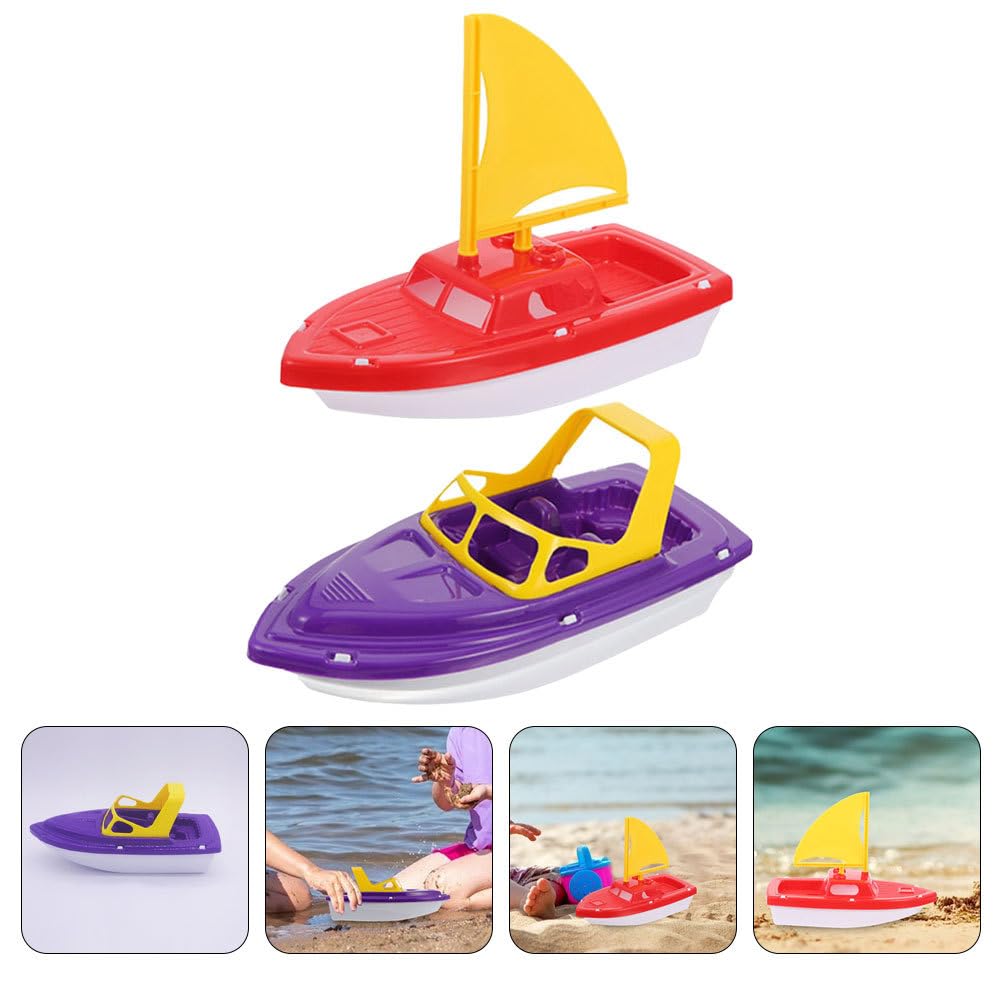HEMOTON Beach Toy Set 2Pcs Plastic Toy Boats for Toddlers Bath Pool Water Play Floating Boat Toys for Outdoor Summer Fun Kids Party Favors - Image 3