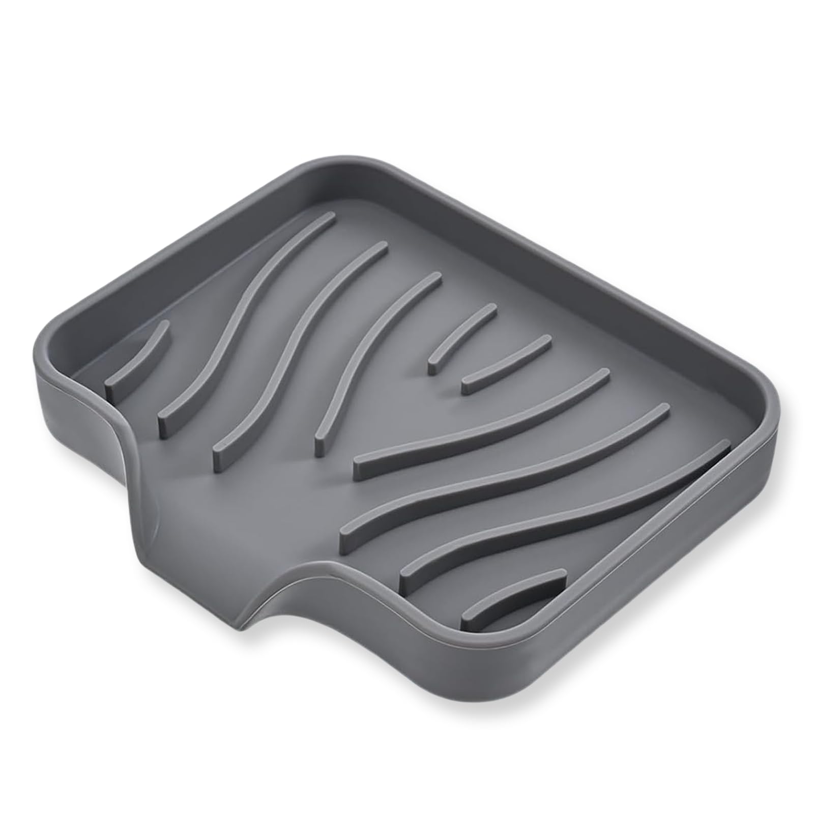 Labyrinxel Soap Dish with Drainage Grey Soap Holder Sponge Tray for Kitchen Sink Bathroom Shower Organiser