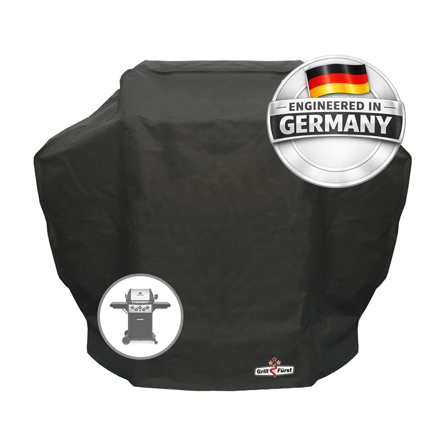 Grillfürst Grill Abdeckhaube - robuste Grill-Abdeckung 141 x 66 x 119 cm, wetterfest und wasserdicht, Abdeckung Gasgrill für Broil King Monarch, Napoleon Rogue R425, Rösle Videro G4 u.v.m.