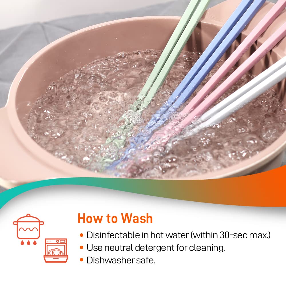Long Silicone Cooking Chopsticks with Spoon 12 Inch, Blue 2 Pairs — Amazon image 4