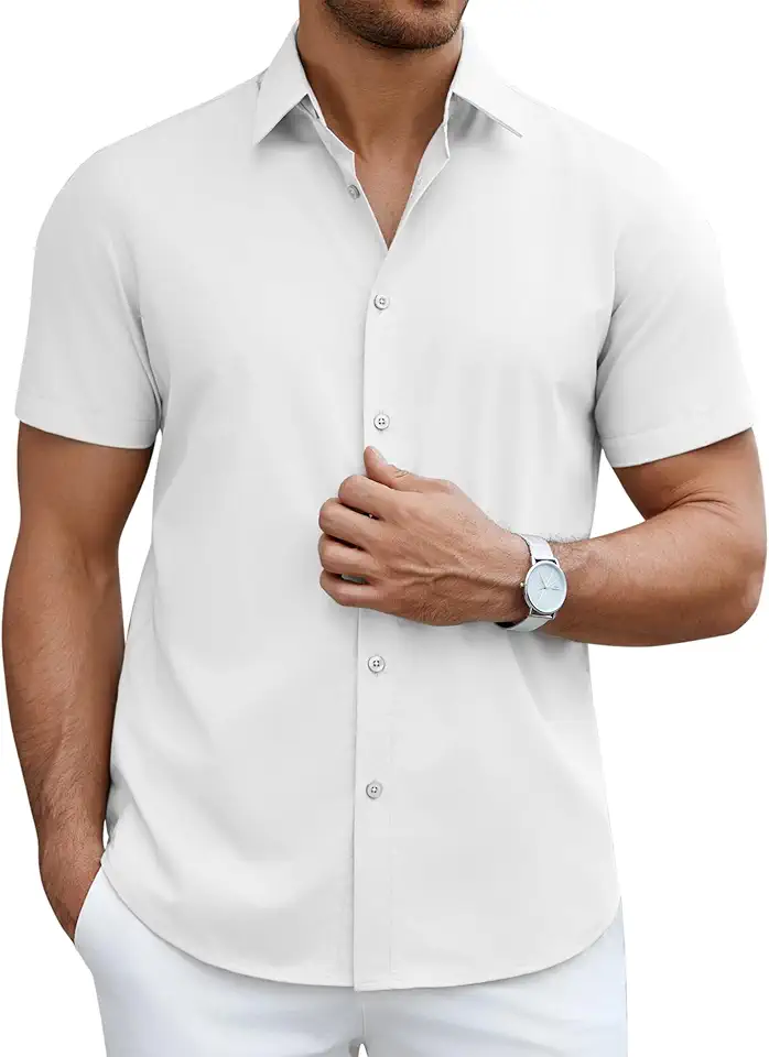 COOFANDY Men's Short Sleeve Dress Shirts Casual Button Down Wrinkle Free Regular Fit Business Untucked Shirts