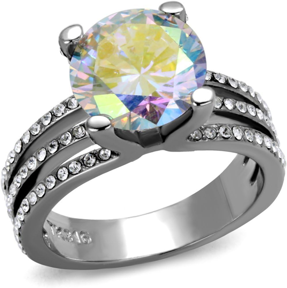 Marimor Jewelry 4.41 Carat Stunning Cubic Zirconia Stainless Steel Engagement Ring Women's Size 5-10