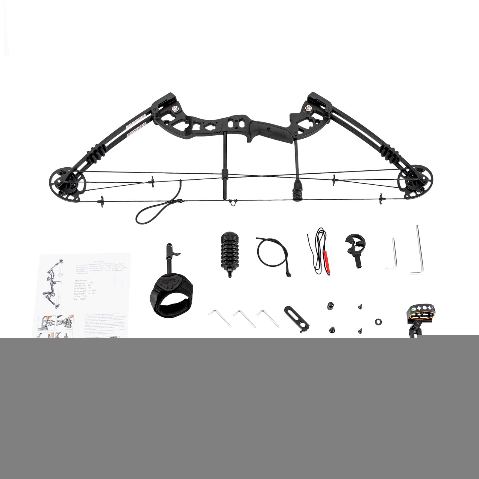 Compound Bow for Right Hand, Hunting Kit: 3 Pin Lighted Sight,Compound Bow Package with Spreader 12 Arrows String Splitter,Archery Hunting Bow Set for Outdoor Competition