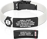 Vista 50 de Divoti Pulsera de identificación de alerta médica grabada personalizada, grabado láser de doble cara, pulsera de silicona, cierre de seguridad