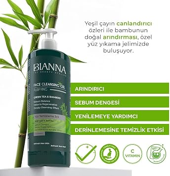 Green Tea and Bamboo Extract Facial Cleansing Gel with 400 ml Vitamin C