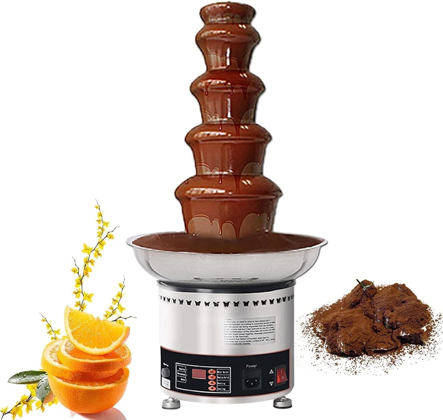 ASerZenith Chocolate Fondue Fountain, Commercial Chocolate Fondue Fountain Machine, Large Capacity Chocolate Waterfall Hot Pot Machine, Sauce Heater For Nacho Cheese, Bbq Sauce, Fruit, Ranch,5Tier