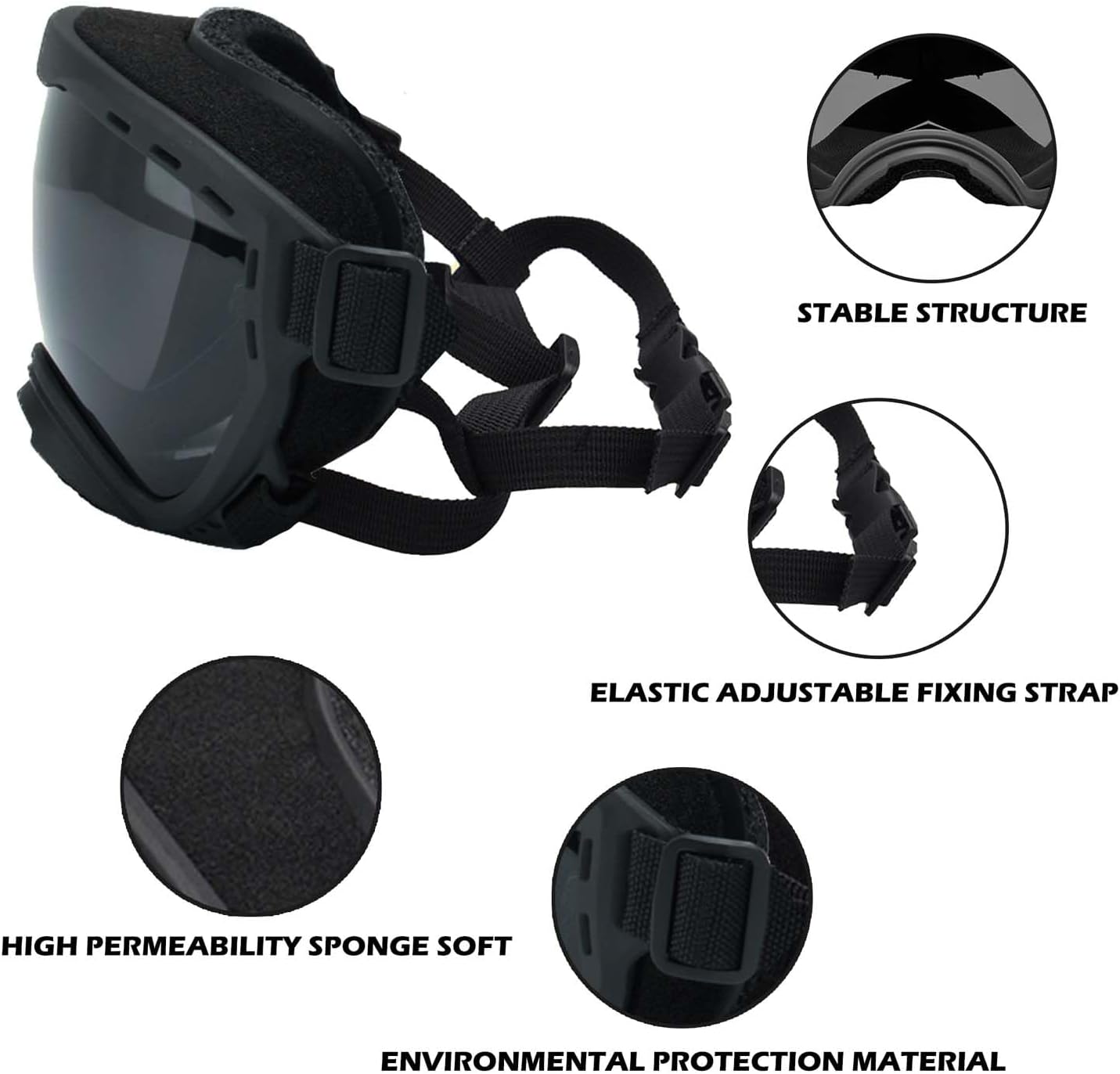 Dog Sunglasses with Adjustable Strap, UV Protection, Winproof Puppy Sunglasses, Suitable for Dogs Eyes Protection,Soft Dogs Goggles