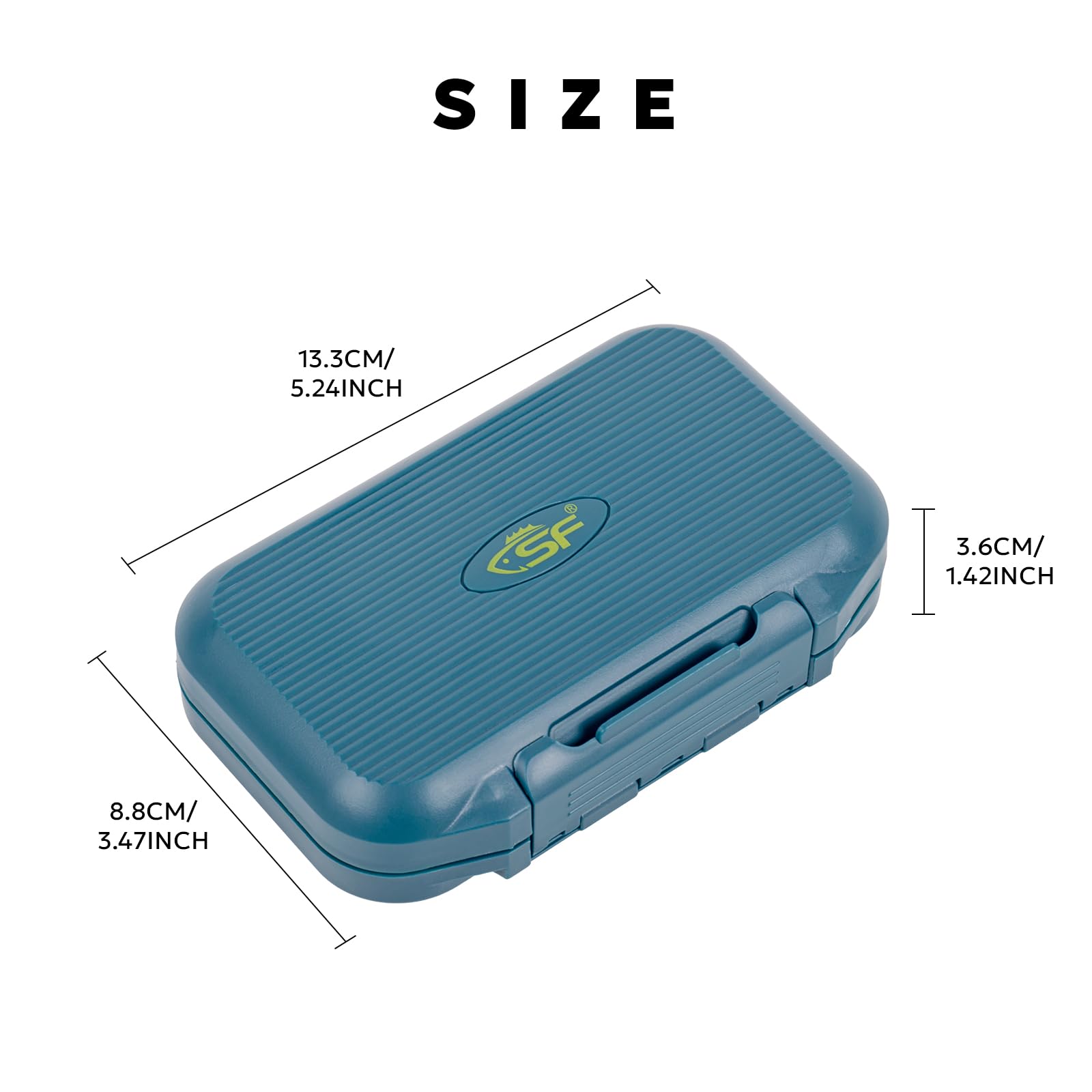 SF Fly Fishing Box Small Green Waterproof Double Sided Pocket Floatable Fly Box, 1pcs/Peacock Blue, 5.24*3.47*1.42inch - Image 2