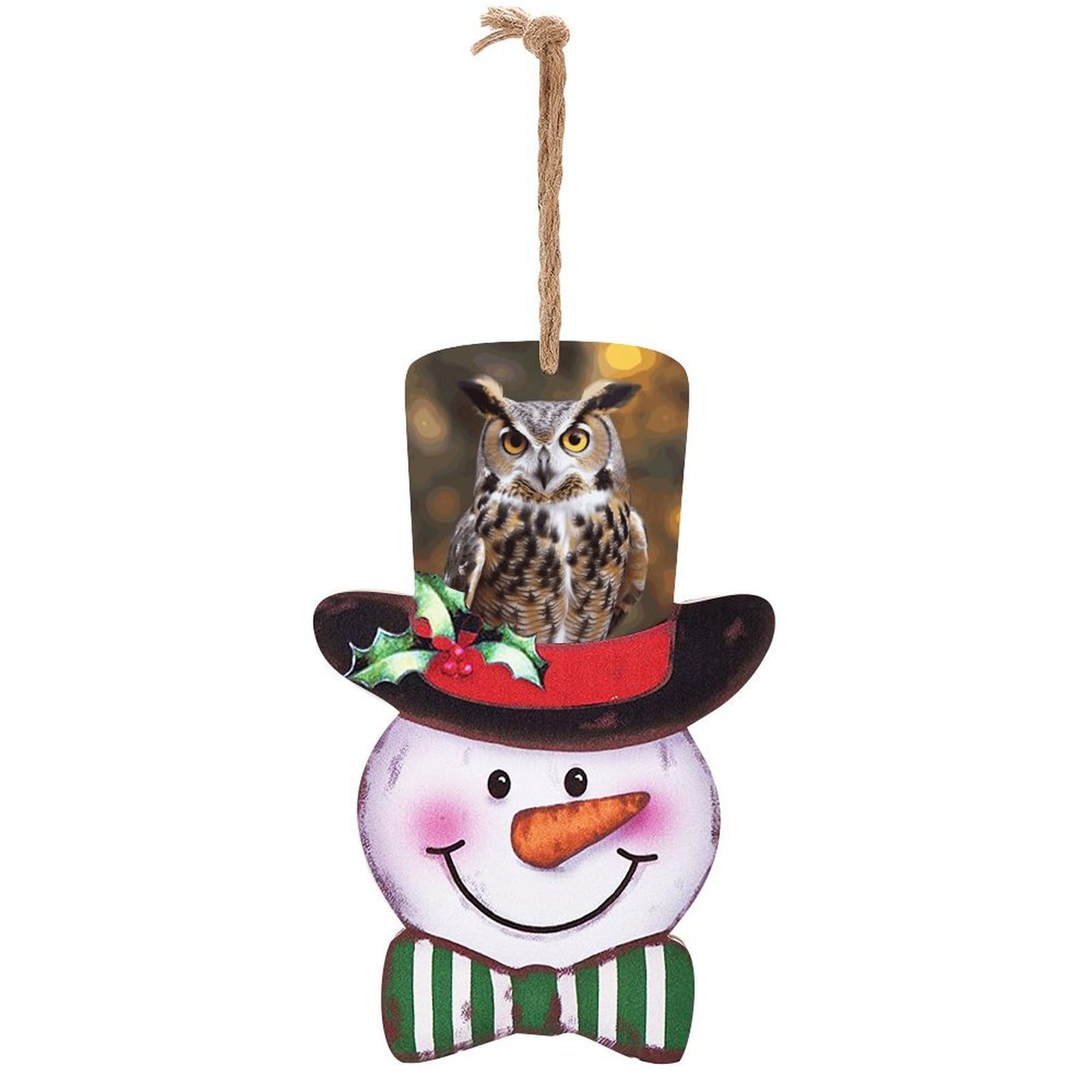 Owl Birds Snowman Decor Christmas Snowmans Hanging Decors Wooden Exquisite Holiday Decoration Sign for Home Window Wall Farmhouse Indoor Outdoo