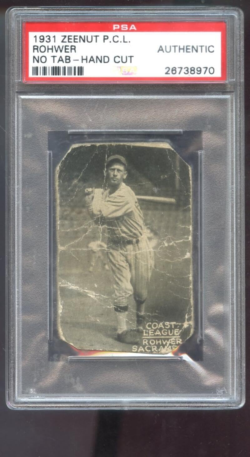 1931 Zeenut Ray Rohwer PSA A Graded Baseball Card Pacific Coast League PCL P.C.L - Slabbed Baseball Cards