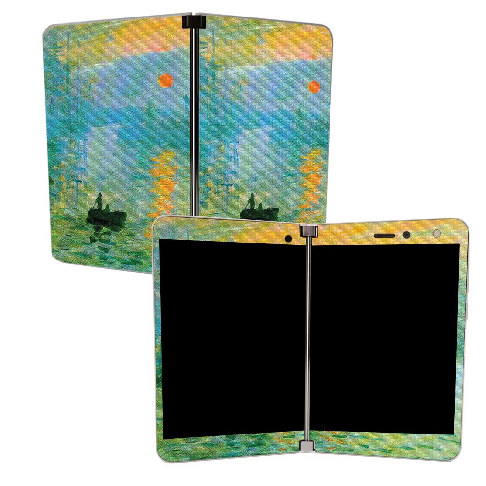 MIGHTY SKINS MightySkins Carbon Fiber Skin for Microsoft Surface Duo - Impression Sunrise | Protective, Durable Textured Carbon Fiber Finish | Easy to Apply | Made in The USA